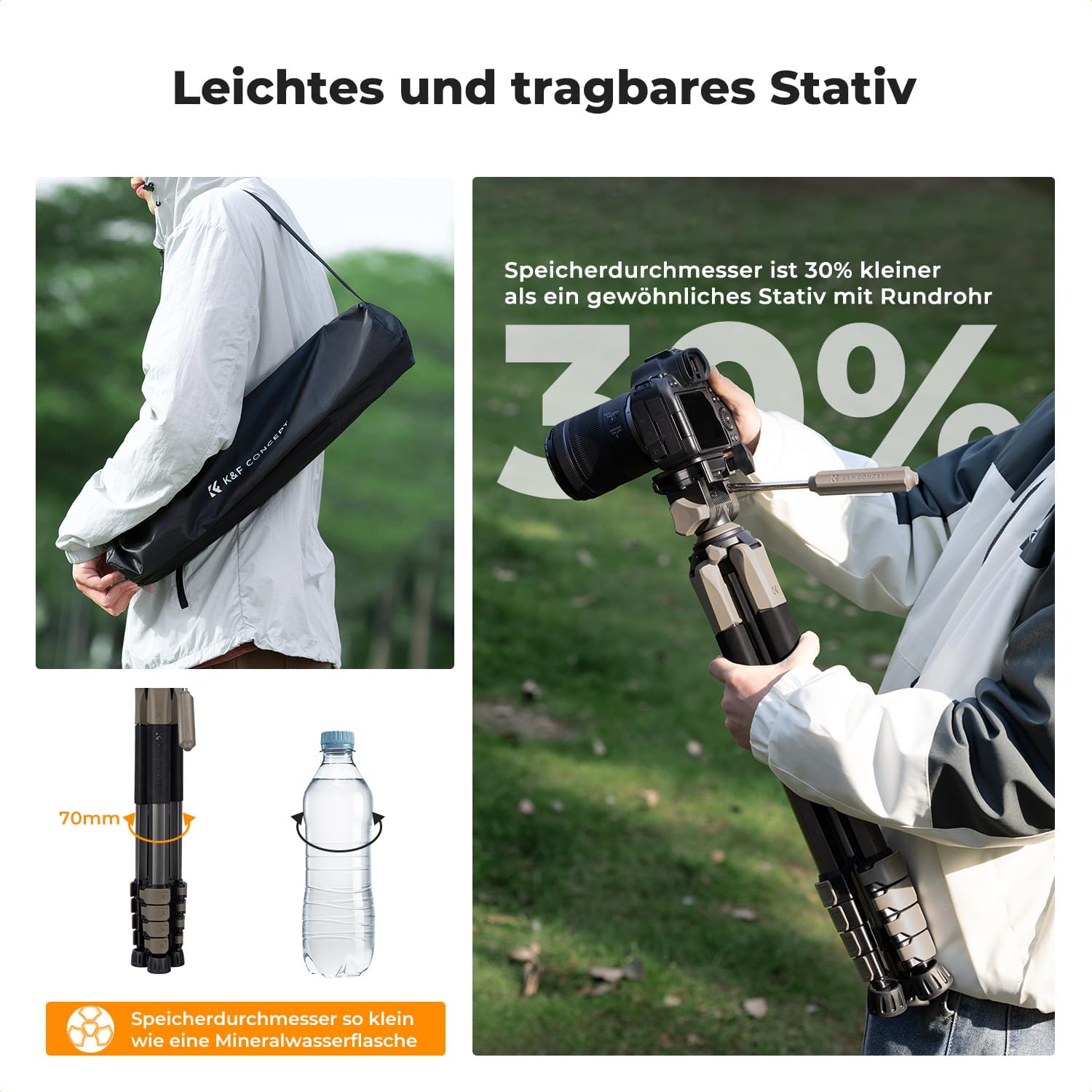 Detalle de K&F CONCEPT Kamerastativ S255A3+BV01 – Leichtes, tragbares Stativ für Kamera, Smartphone und Tablet