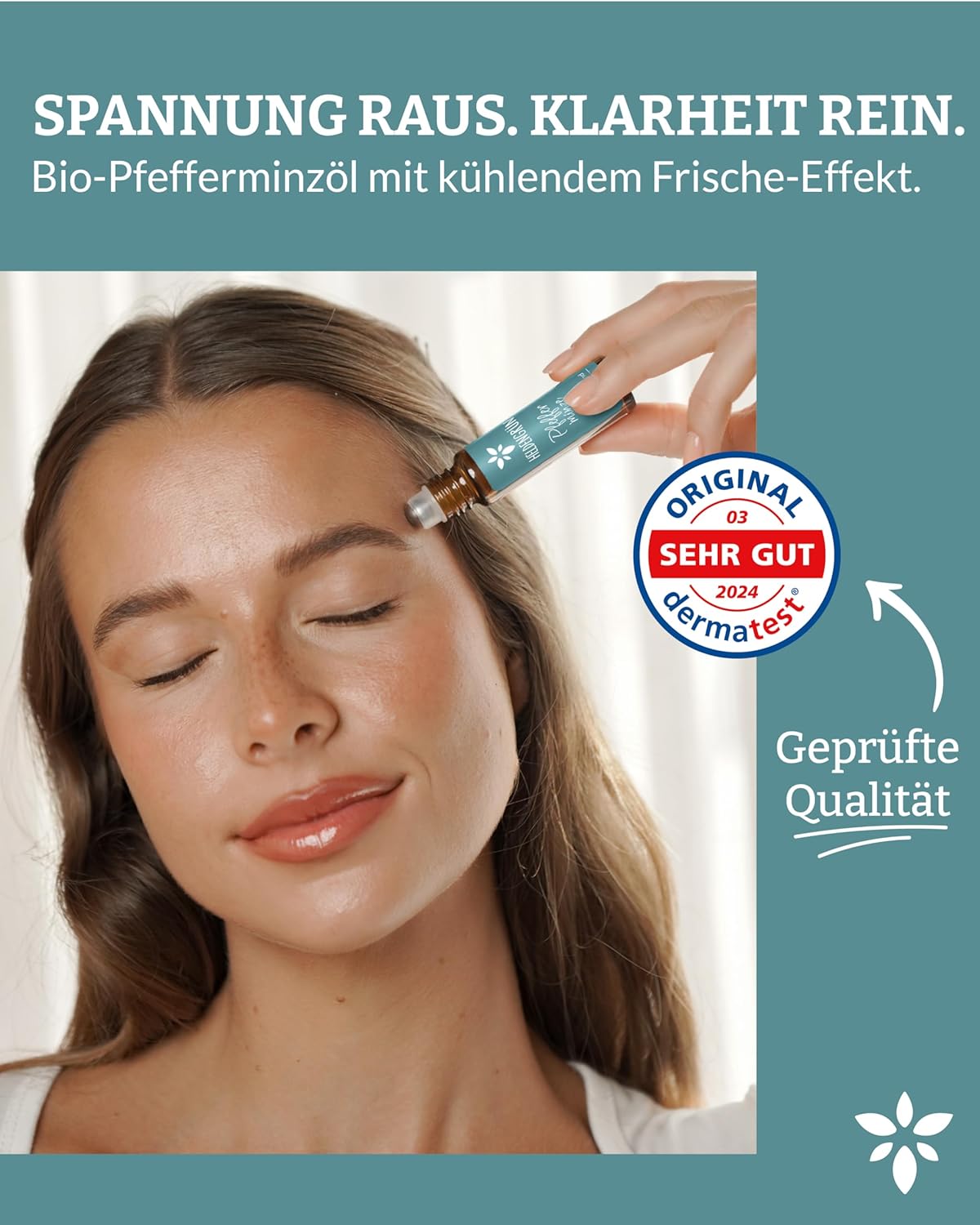 Detalle 2 de Heldengrün BIO Roll-On Pfefferminze Kopfklar 10 ml