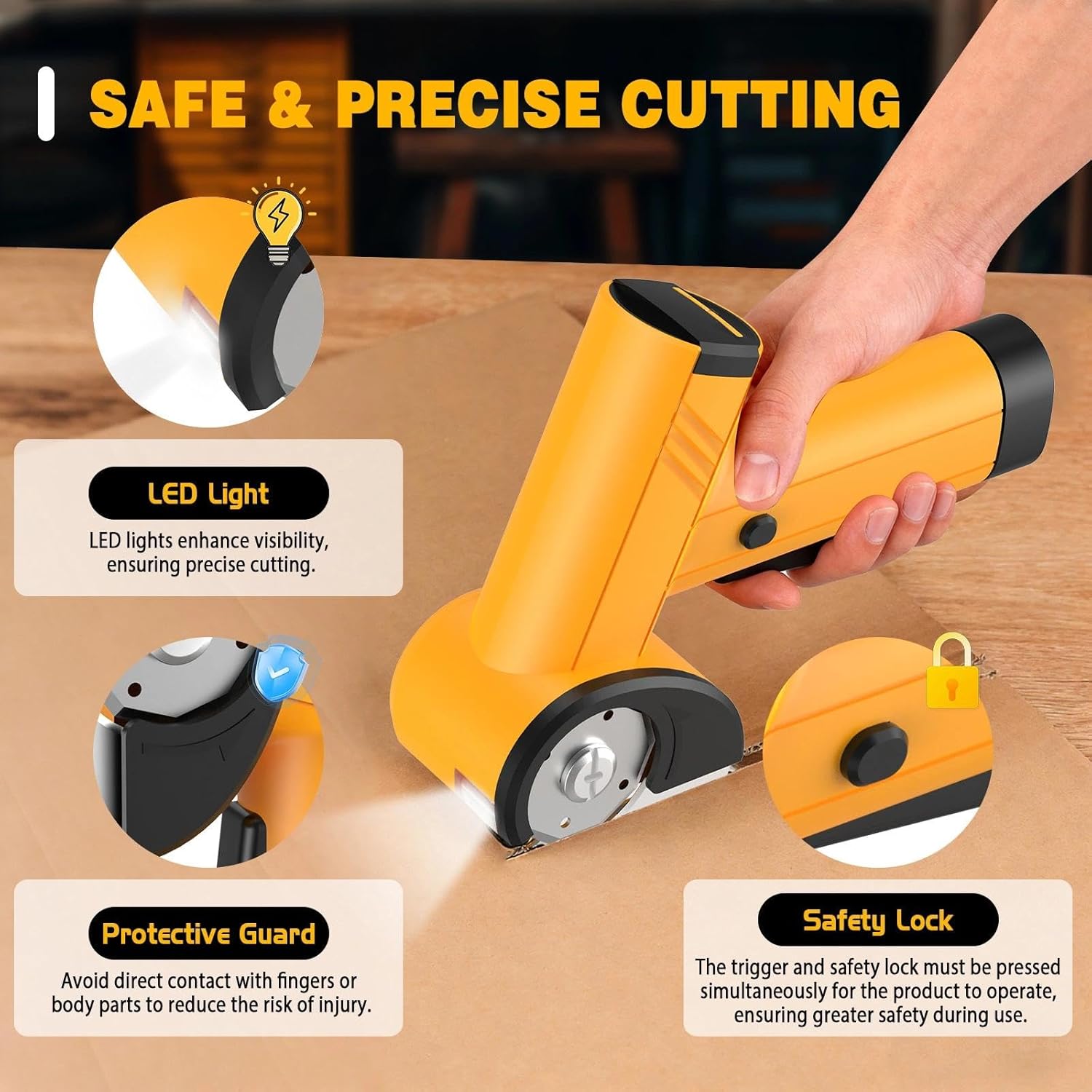 Thumbnail 2 de Cordless Electric Scissors with LED Display and Safety Lock (4-Speed, 2000mAh) for Cardboard, Fabric, Leather & More