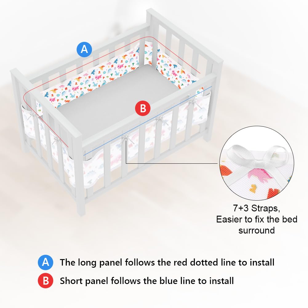 Thumbnail 2 de Aolso Bettumrandung Babybett – 2er Set Nestchen mit Kantenschutz, atmungsaktiv, abnehmbar (340 cm x 30 cm + 160 cm x 30 cm)