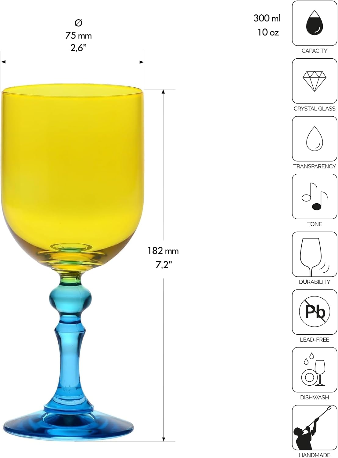 Detalle de KROSNO FKP1711000001010 Bubble – kieliszki 2 × 300 ml, pomarańczowo-żółte