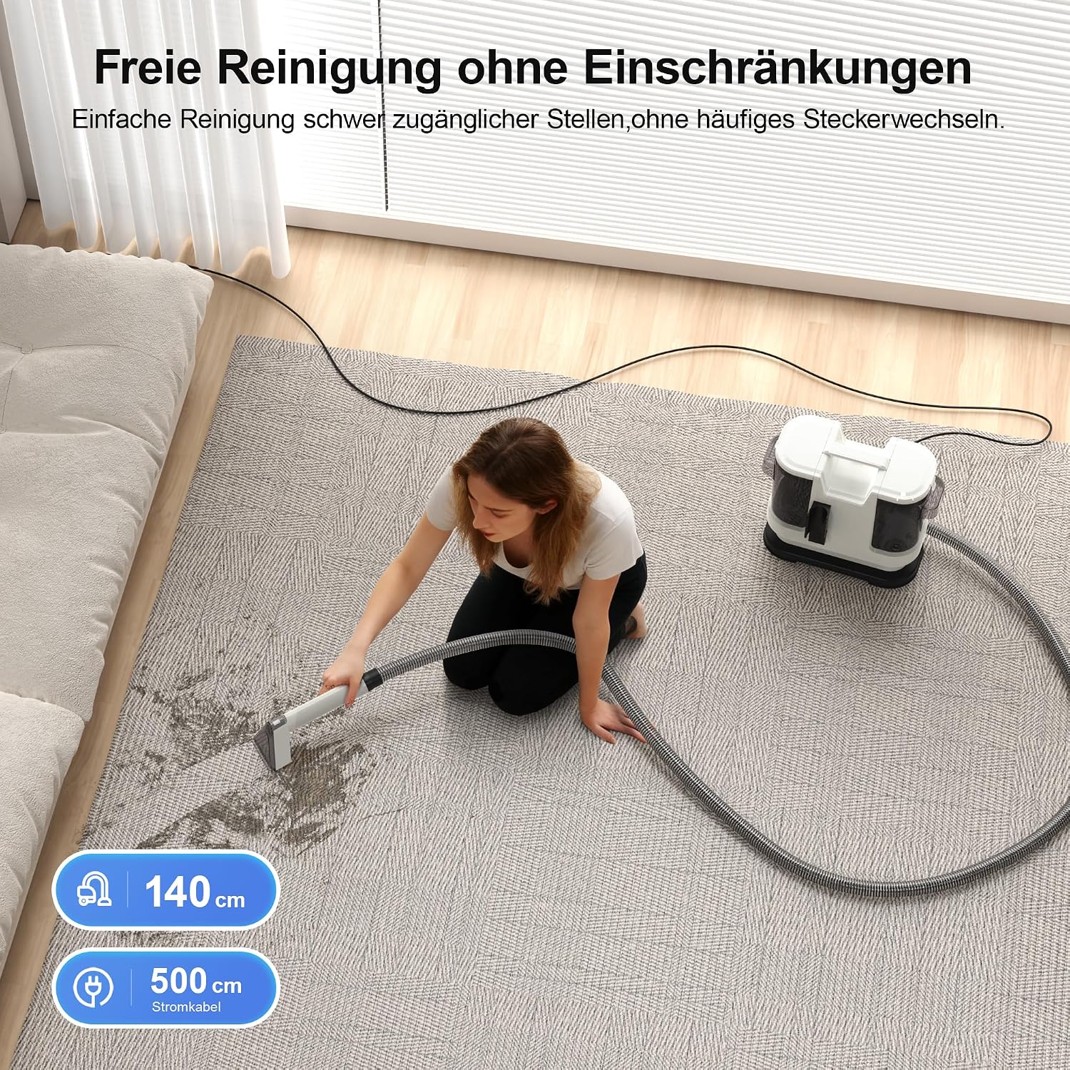 Detalle de Mamowla Polsterreiniger – Nasssauger, Waschsauger und Dampfreiniger für Polstermöbel