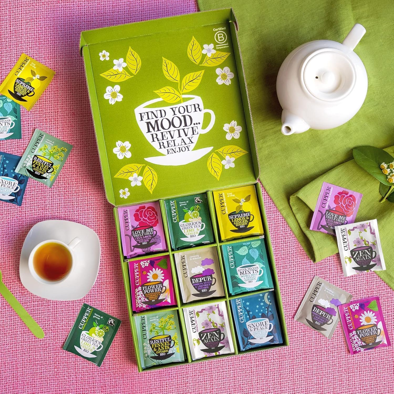 Thumbnail 2 de Cupper Collection Tè e Tisane Biologiche – Cofanetto assortito con filtri biodegradabili (45 bustine)