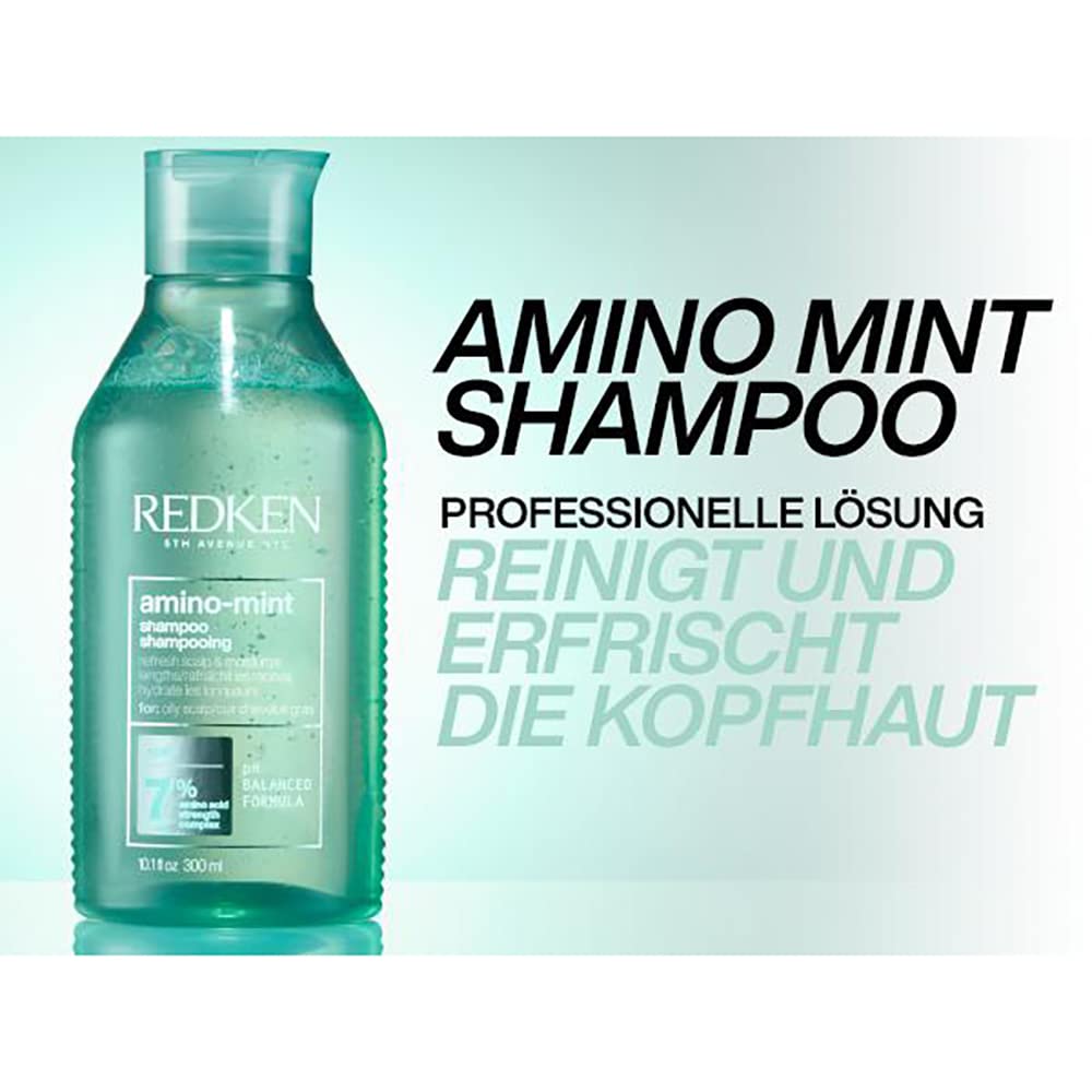 Thumbnail 5 de Amino Mint Shampoo von Redken für fettige und gereizte Kopfhaut, pH-ausgleichend – 300 ml