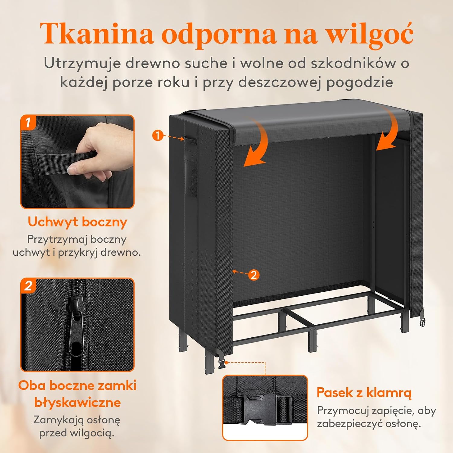 Detalle 2 de Lifewit 24222 – stojak na drewno opałowe z wodoodpornym pokrowcem