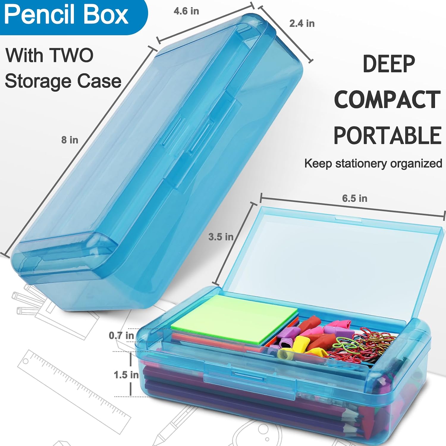 Detalle 2 de Clear Crayon Box Double Layer Pencil Case 1️⃣ ✏