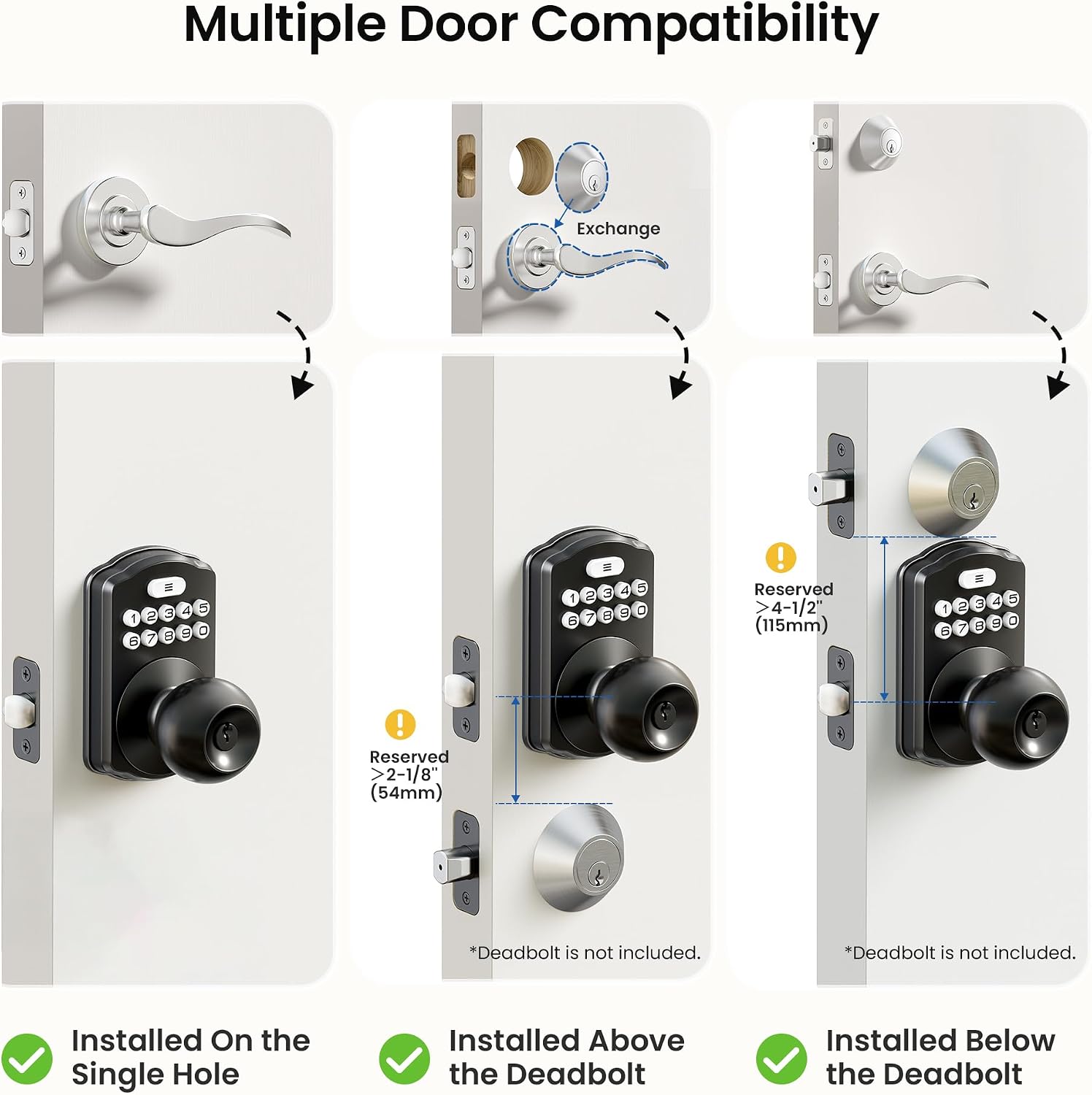 Thumbnail 6 de Veise Keypad Door Knob Matte Black