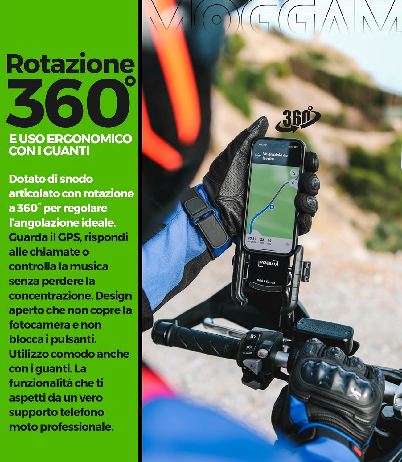 Thumbnail 2 de MOGGAM porta cellulare moto con 360°