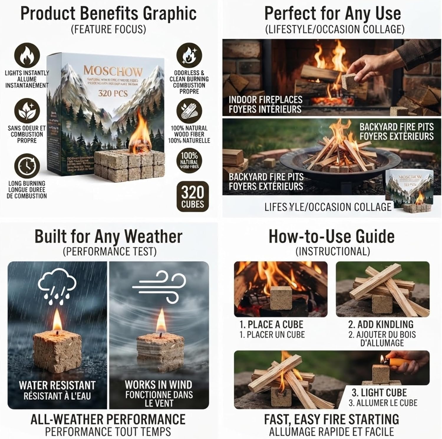 Thumbnail 6 de MOSCHOW fs küre 150 Natural Wood Fire Starter Cubes, 32 Count