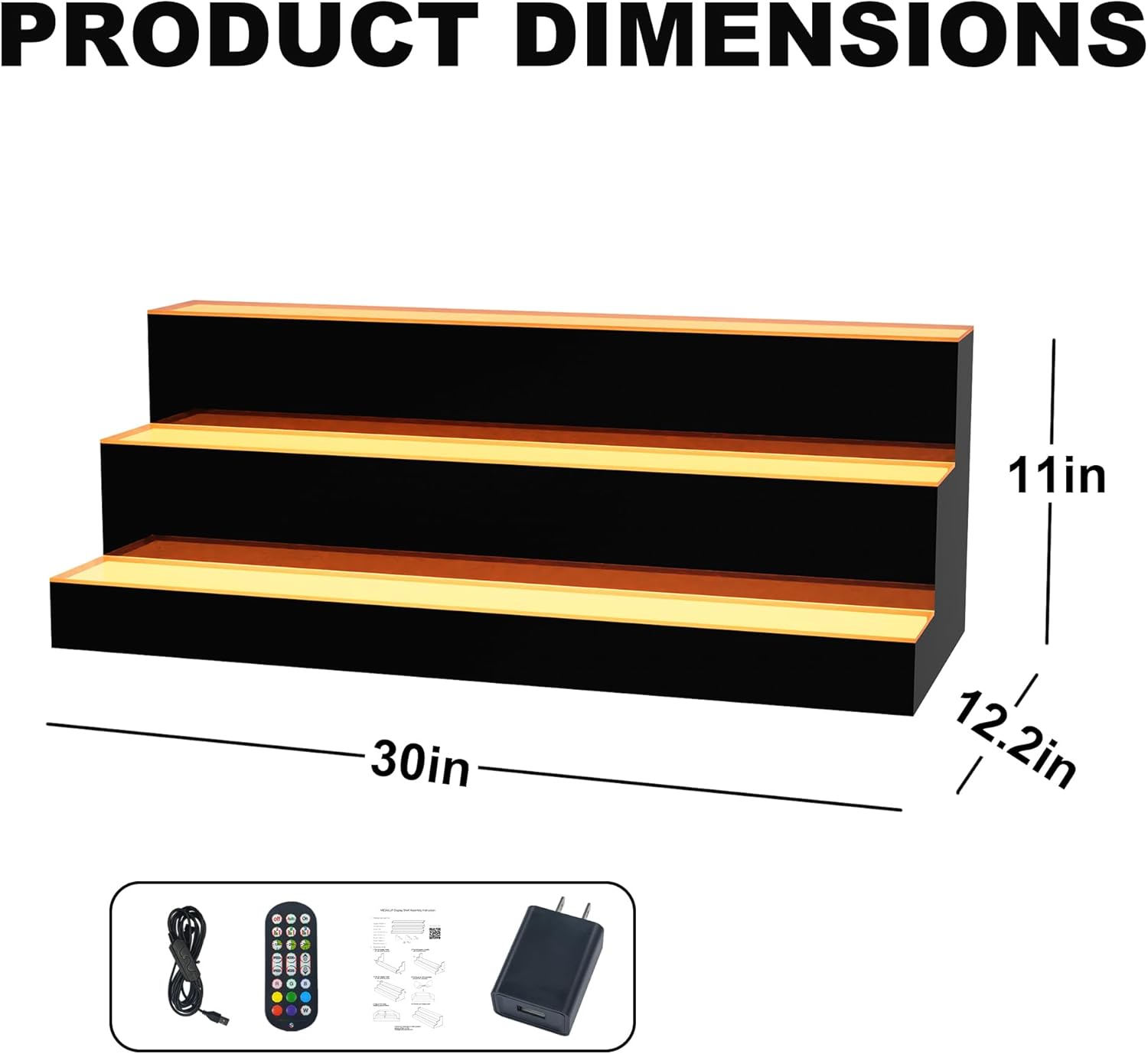 Thumbnail 1 de MESAILUP 30-Inch 3-Tier Lighted Liquor Bottle Display Shelf