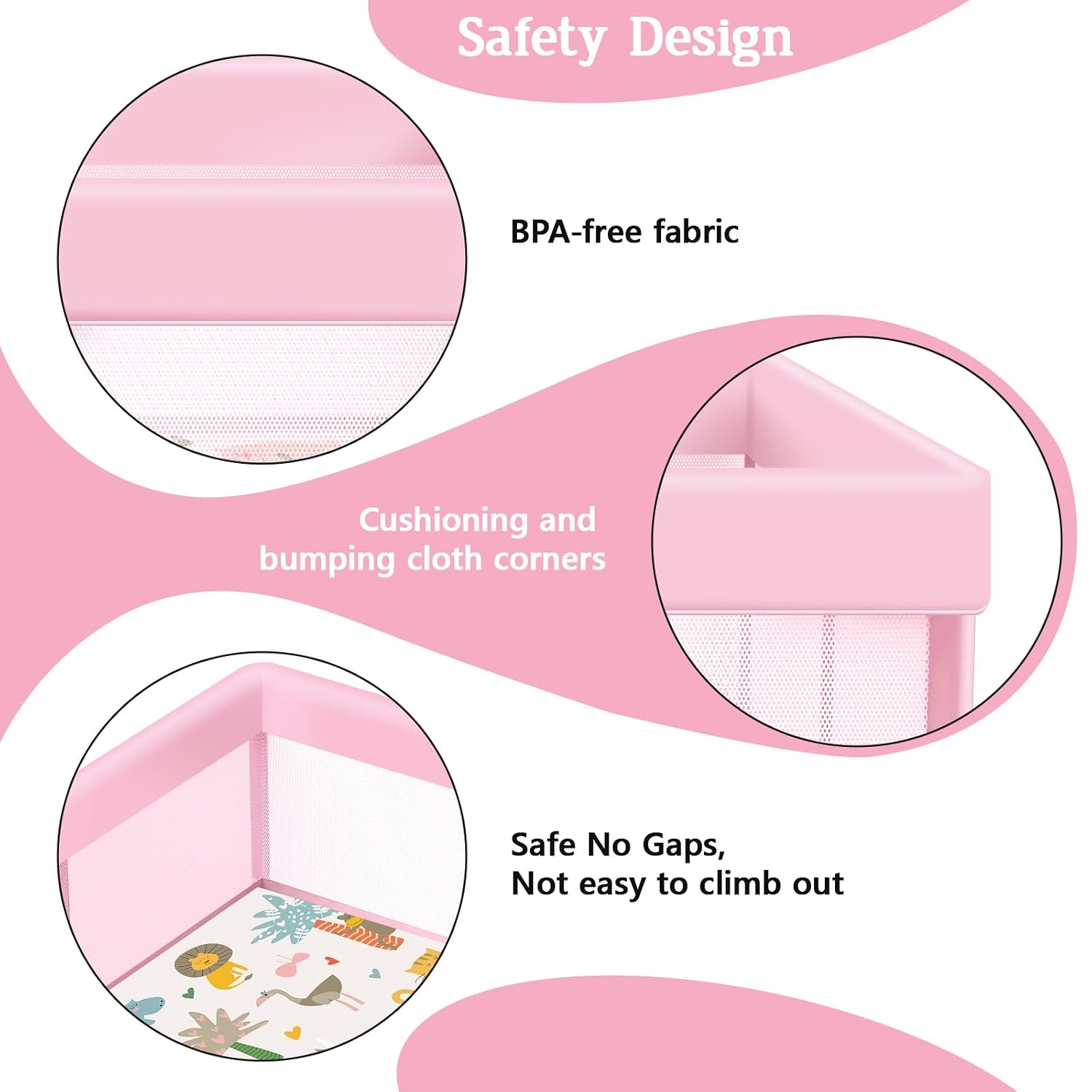 Thumbnail 3 de Jaobeem 50 x 50-Inch Baby Playpen with Waterproof Mat and Mesh Sides