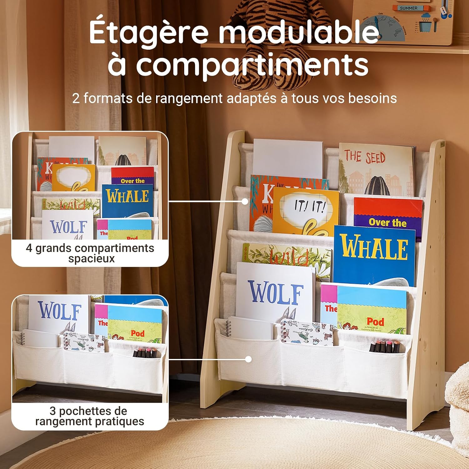Detalle 2 de SoBuy KMB50-N Bibliothèque enfant 63x28x76 cm