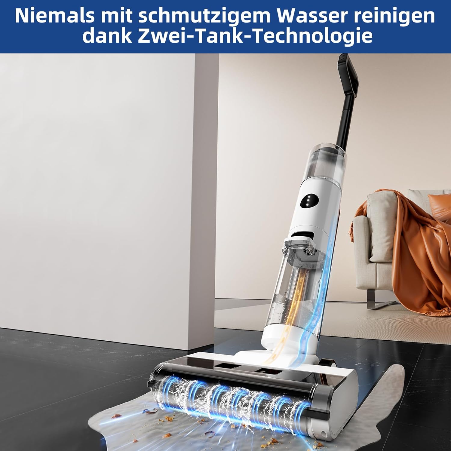 Thumbnail 2 de JONR ED12 Nass Trockensauger Akku – Saugwischer mit Selbstreinigung, Kantenbürste und 850-ml-Wassertank