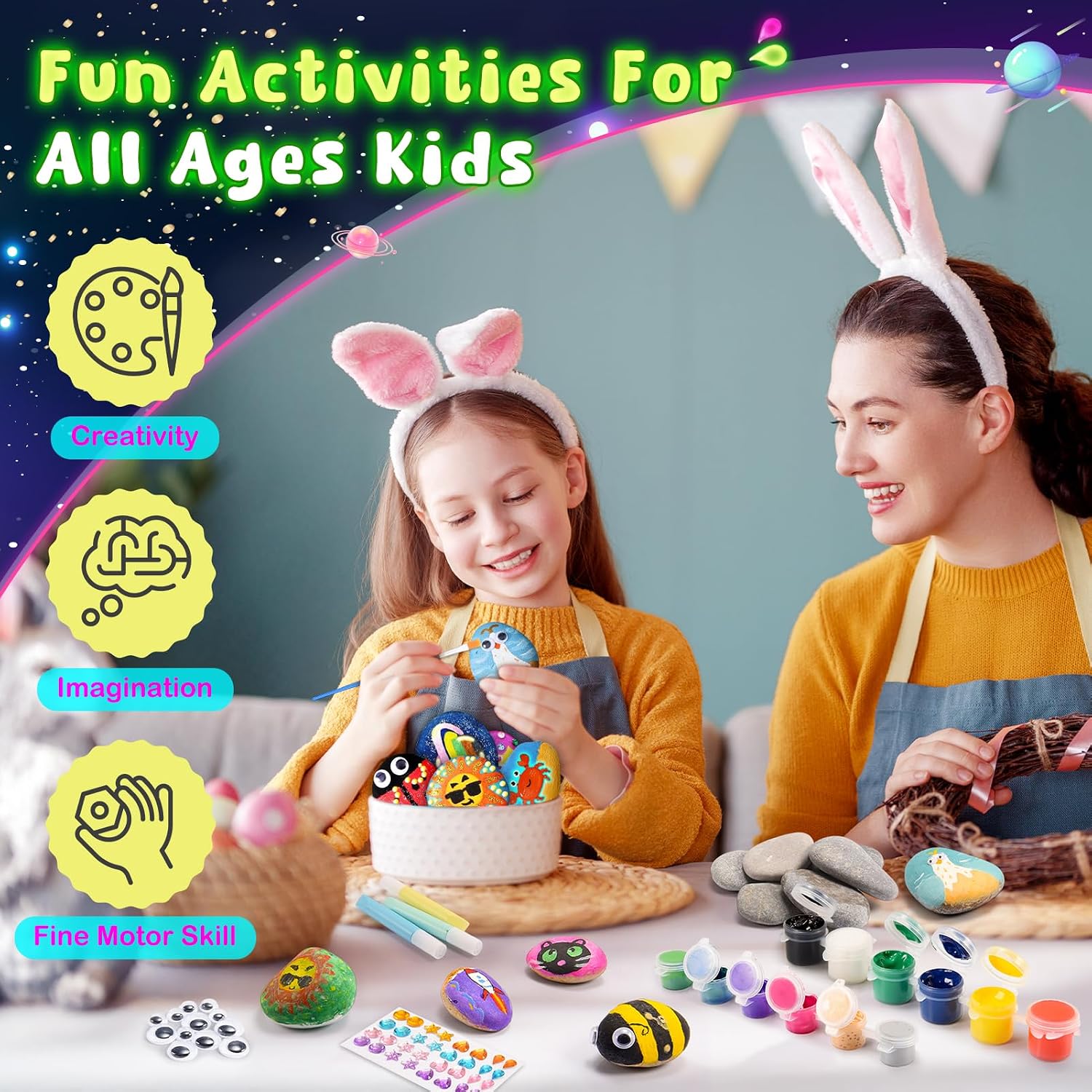 Thumbnail 5 de Kit pintura piedras para niños 4-12 años