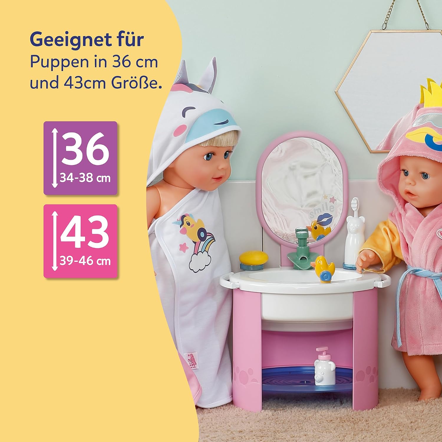 Thumbnail 5 de BABY born Waschbecken Puppenwaschtisch mit echtem Wasser