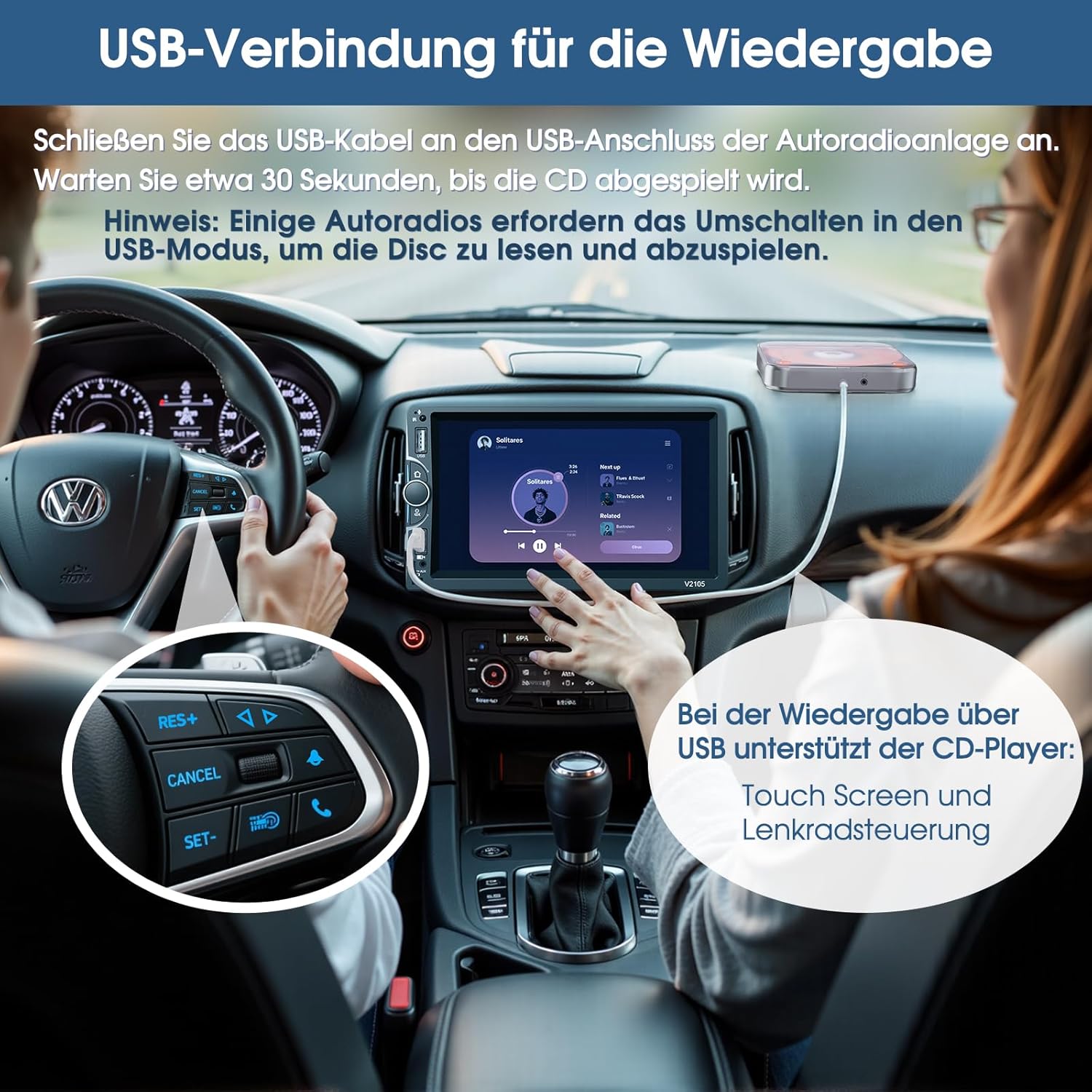 Detalle de CD-Player fürs Auto mit USB/AUX-Anschluss von CENXINY – universeller Externer CD-Player