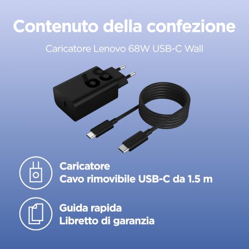 Thumbnail 4 de Lenovo 68W USB-C GaN Wall Charger con cavo 1,5 m: potenza compatta per tablet, PC e dispositivi USB-C PD