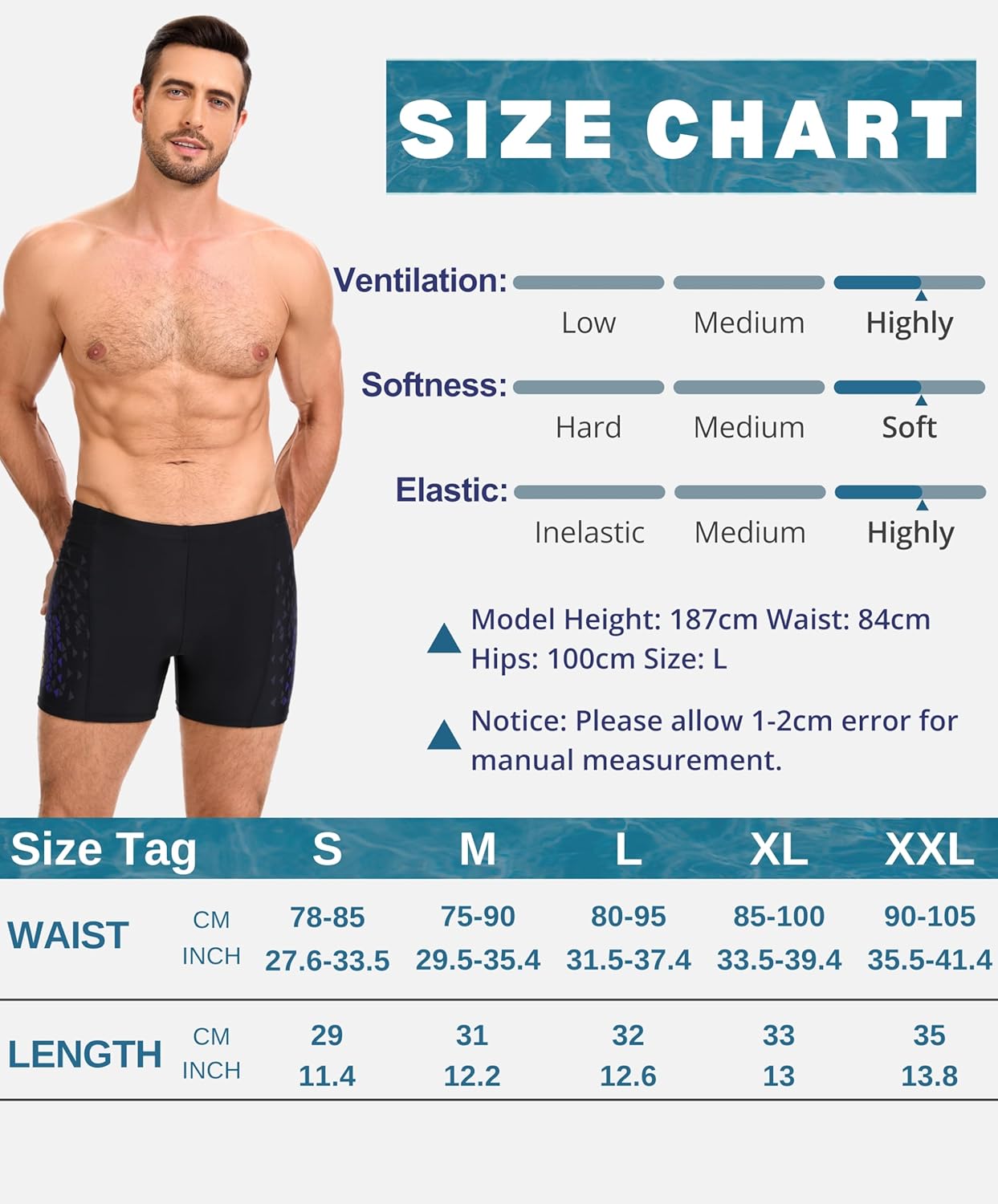 Thumbnail 6 de AMZSPORT maillot de bain homme short à séchage rapide hydrophobe, avec cordon de serrage