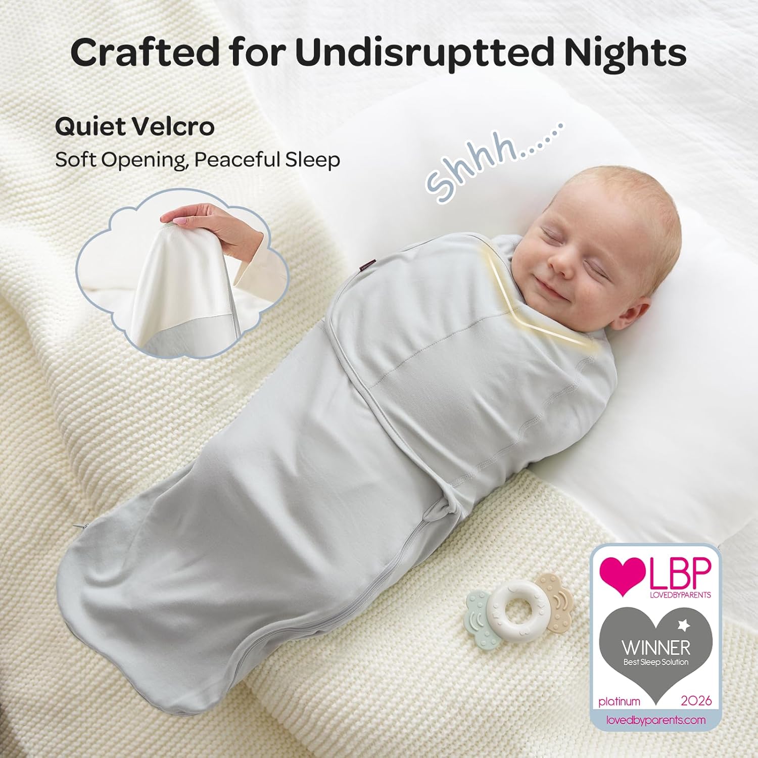 Thumbnail 3 de momcozy Swaddles for Newborns 0-3 Months: Quiet Fastener, 2-Pack in Grey & Blue
