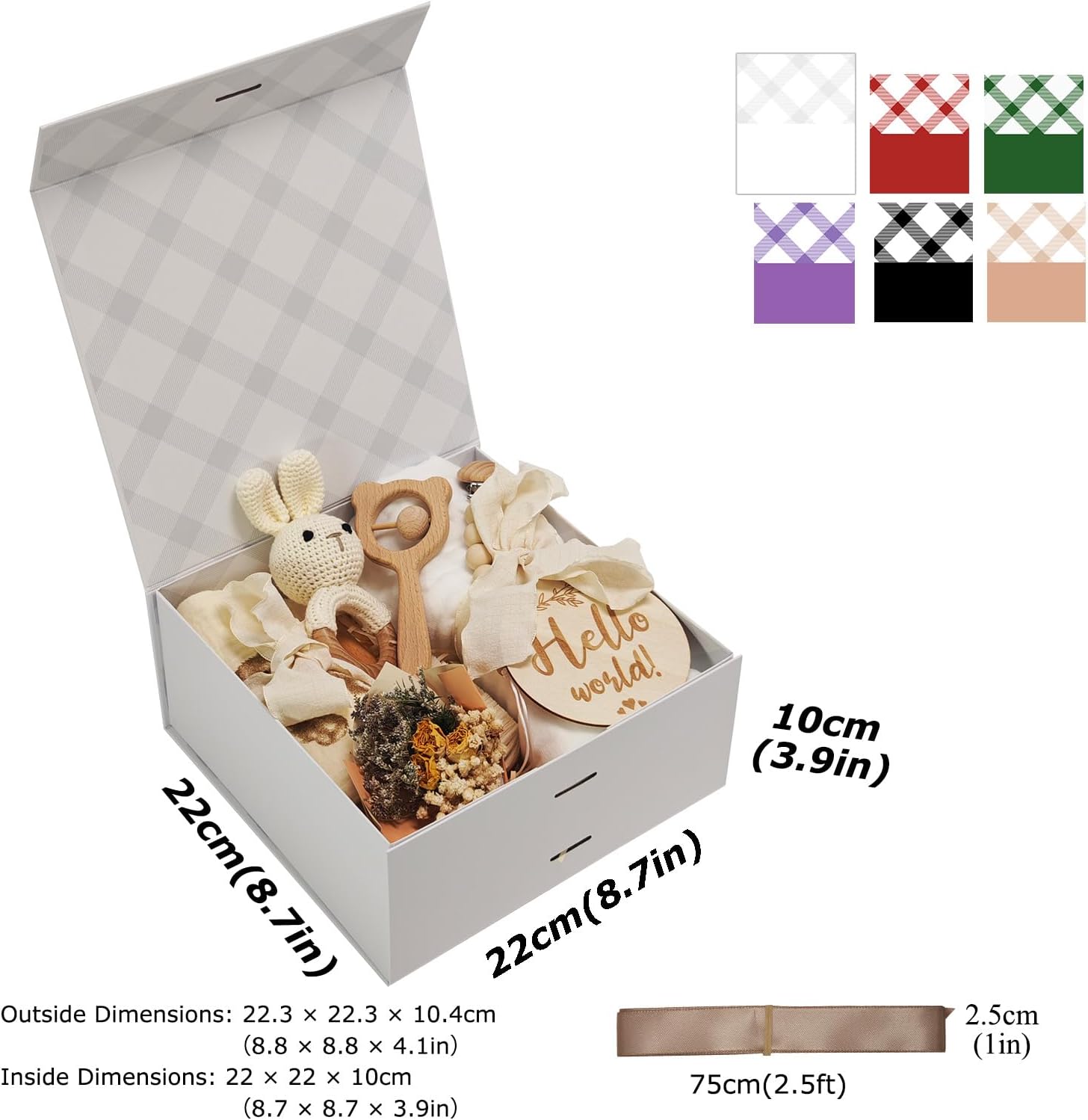 Thumbnail 1 de Tekhoho Weiß Geschenkbox 22x22x10 cm mit Magnetdeckel und Schleife – Premium Verpackung für Hochzeit, Geburtstag & mehr