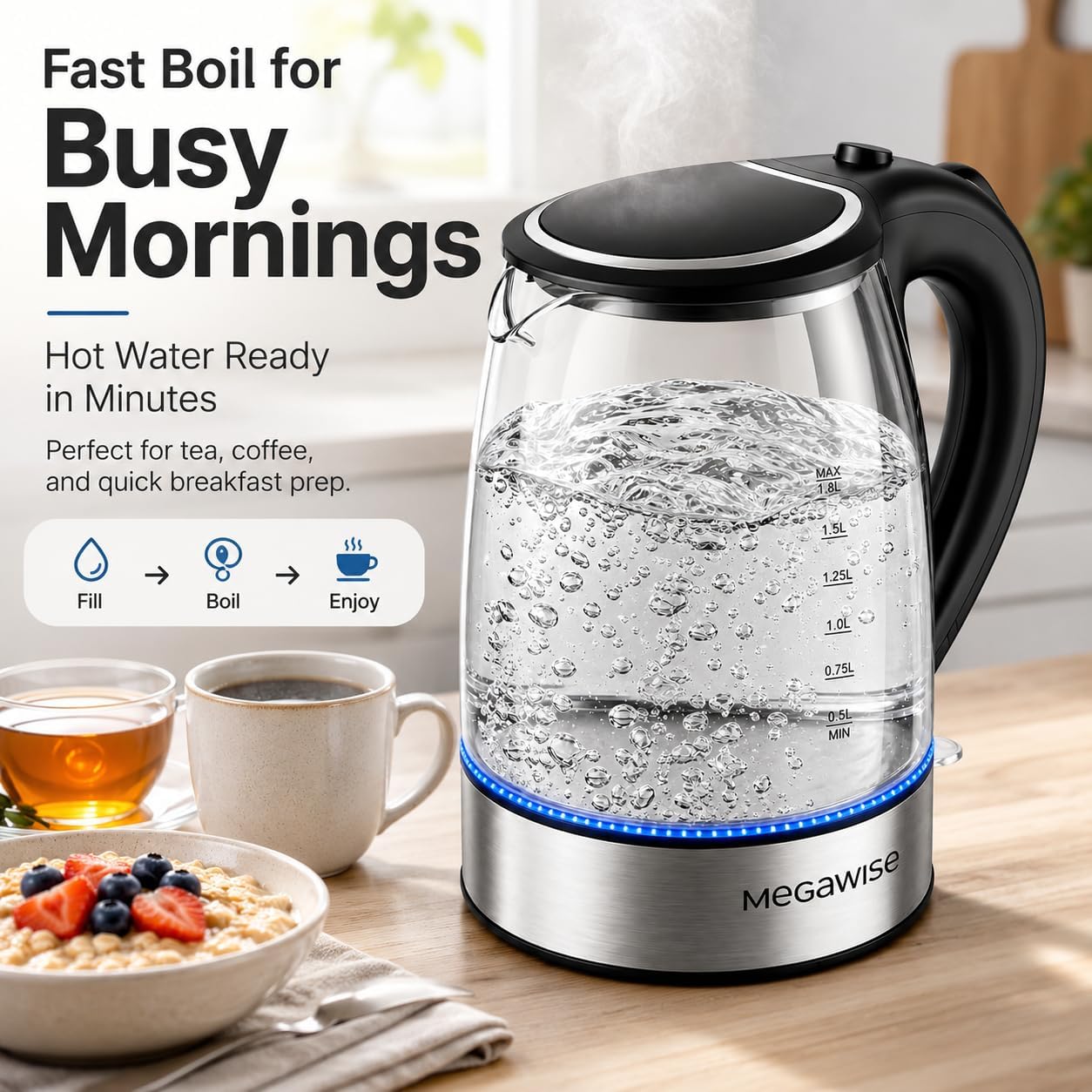 Thumbnail 2 de MEGAWISE CX-817 1.8L electric kettle 🔌