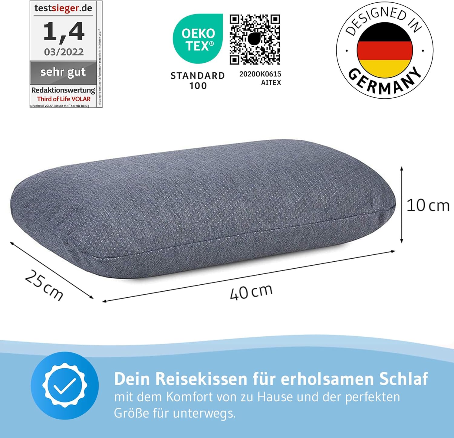 Detalle 2 de VOLAR QuickDry Reisekissen 40×25 cm