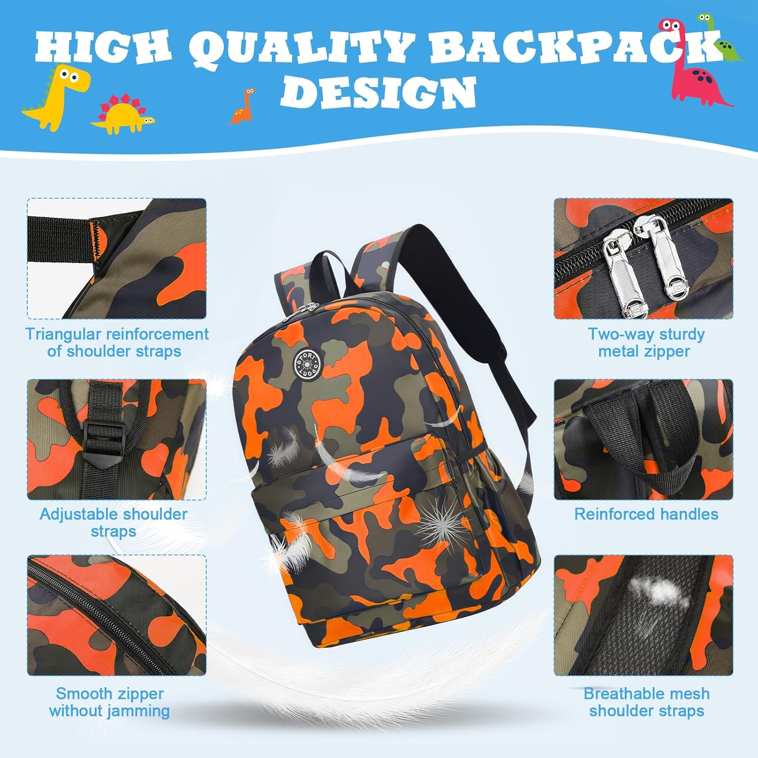 Thumbnail 4 de Aucuu Kids Camouflage Backpack – waterproof nylon-style school rucksack for ages 3–7
