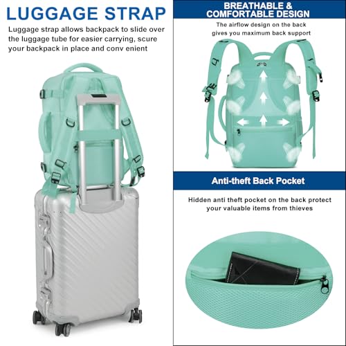 Thumbnail 5 de ENZOSUM Mochila de cabina 40x20x25 para avión (Ryanair) 20L con compartimento para portátil de 14 pulgadas, verde