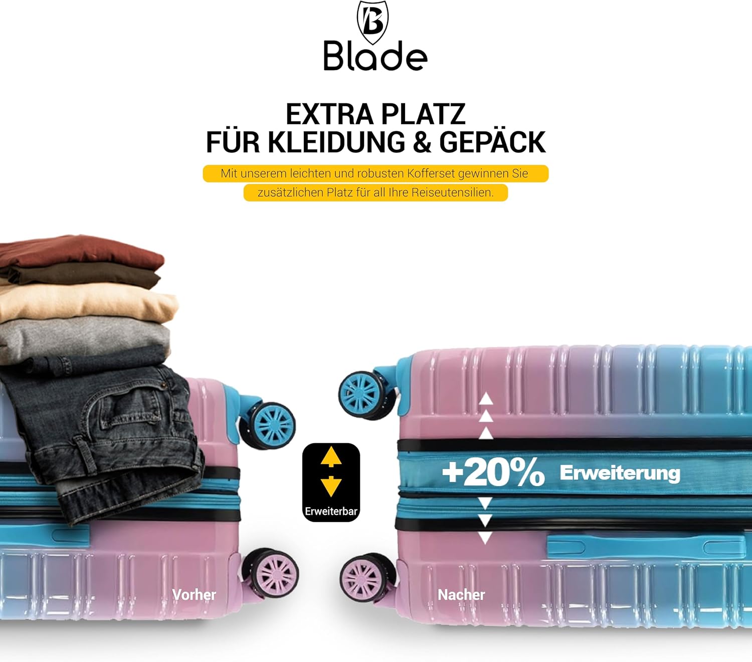 Thumbnail 2 de Blade Erweiterbares Handgepäck – Hartschalen Koffer mit TSA-Schloss, 4 Spinner, ABS+PC