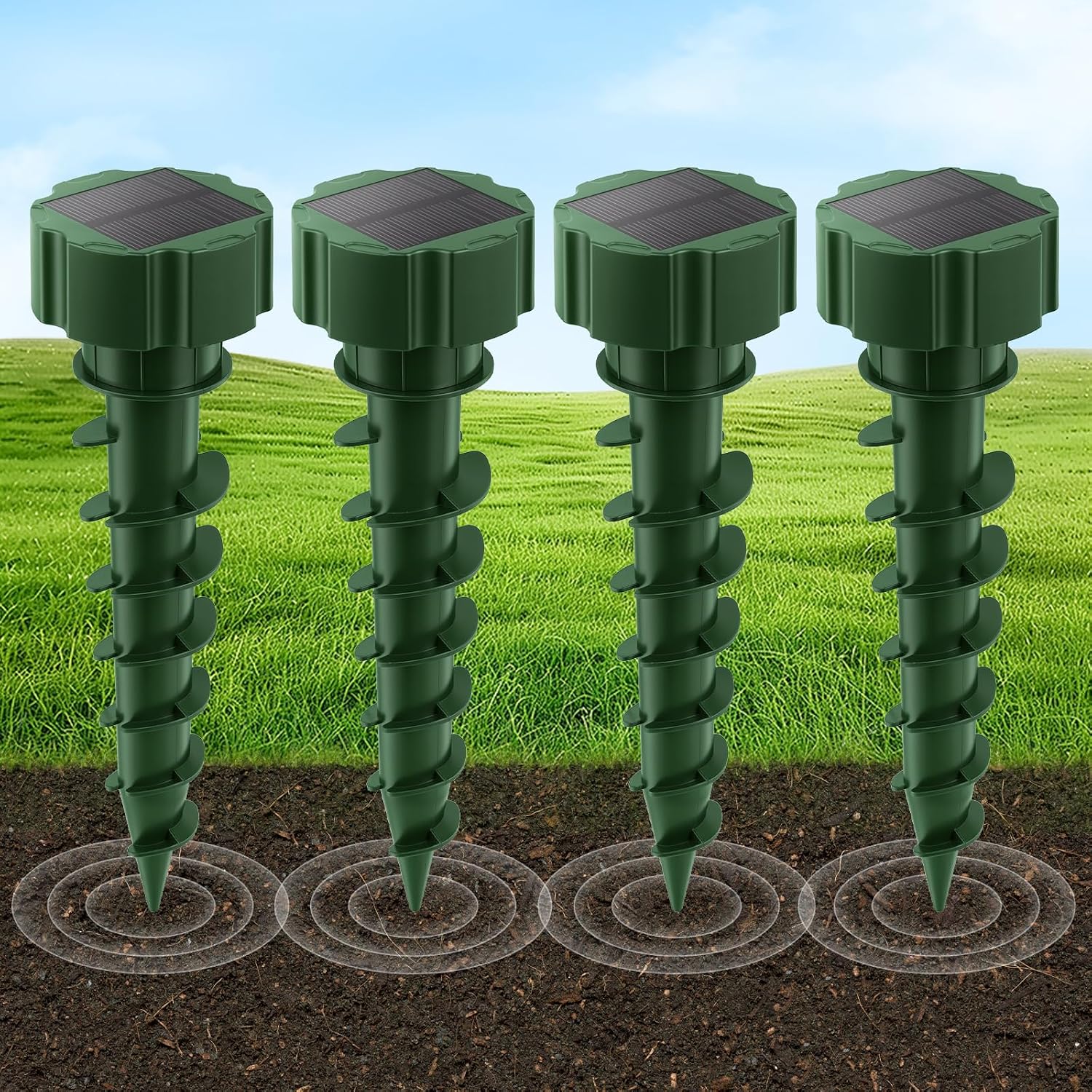 Detalle de AUAUY 5813324 mollenverjager, 4 stuks op zonne-energie, IP65