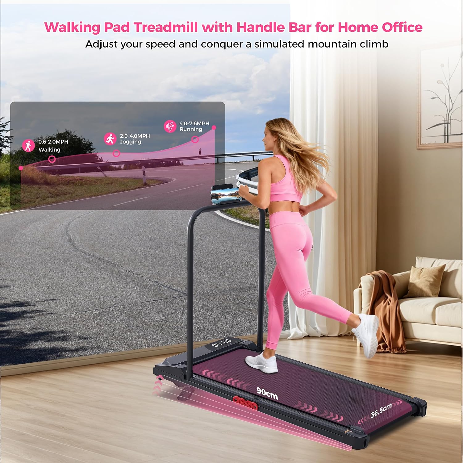 Detalle 2 de Wildroot Organic V300-VM2 Mini Walking Pad Treadmill, 3.0 HP, LED Display