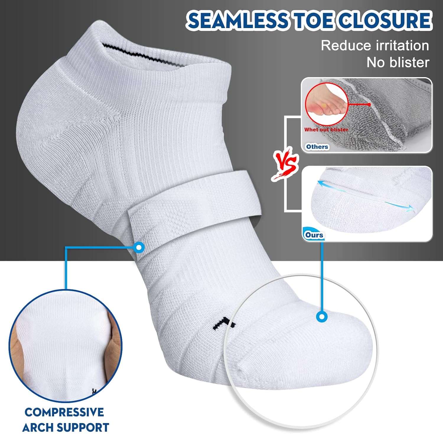 Detalle de Hylaea Athletic Running Socks Cushion Padded Moisture Wicking Low Cut