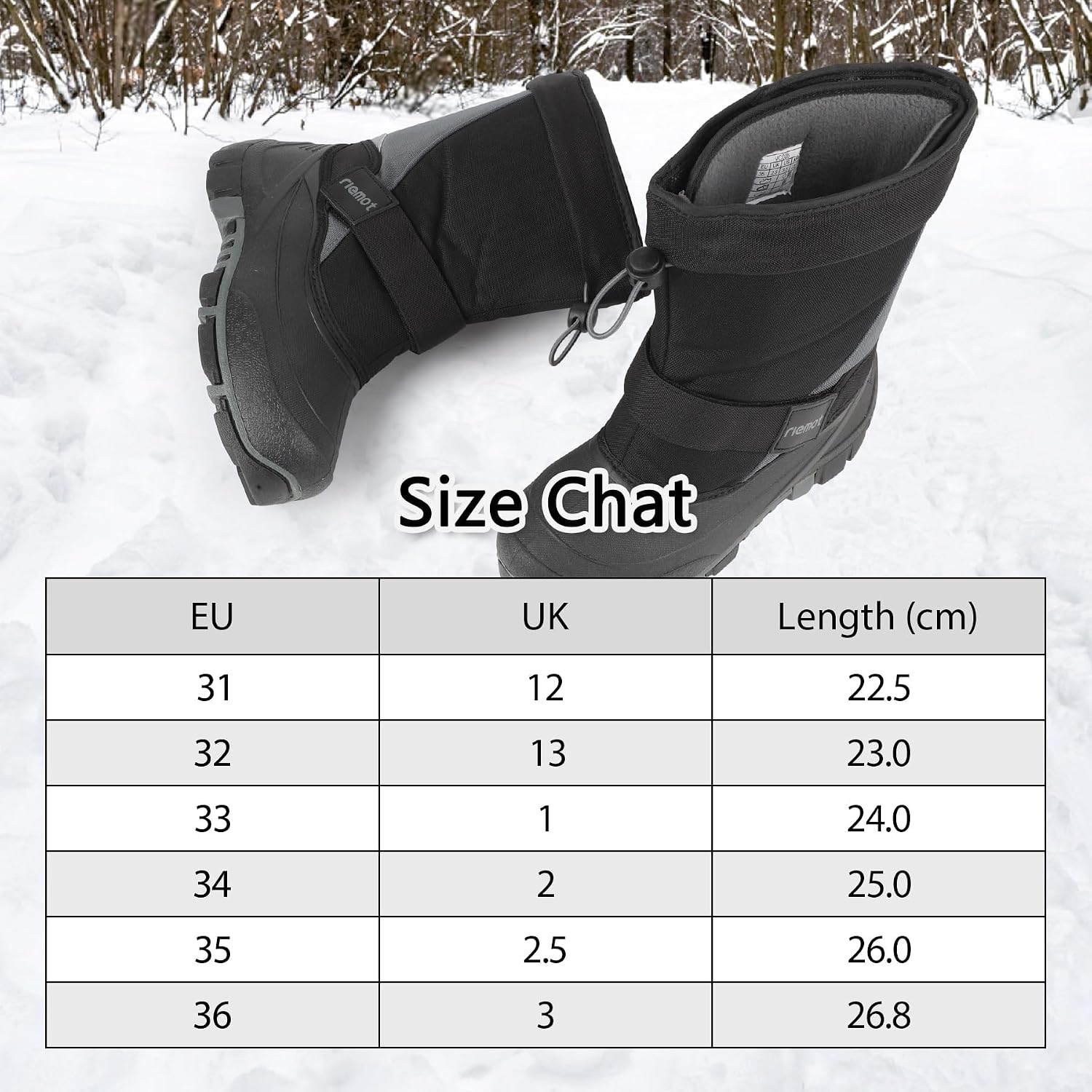 Thumbnail 5 de riemot Botas Nieve Niños Antideslizantes