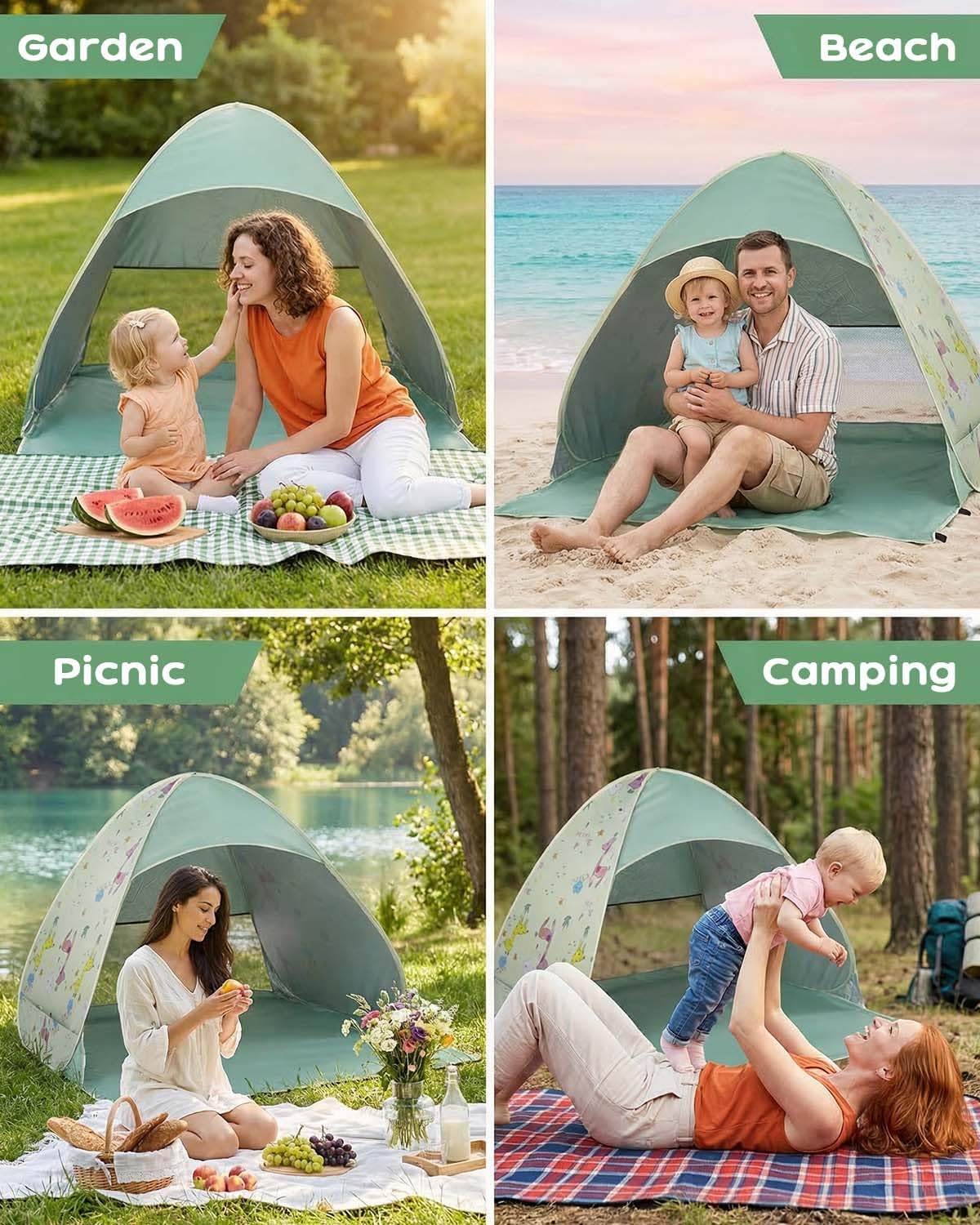 Thumbnail 6 de Baby Tent UV Protection UPF 50+ with Pop Up Design and Cute Giraffe Pattern