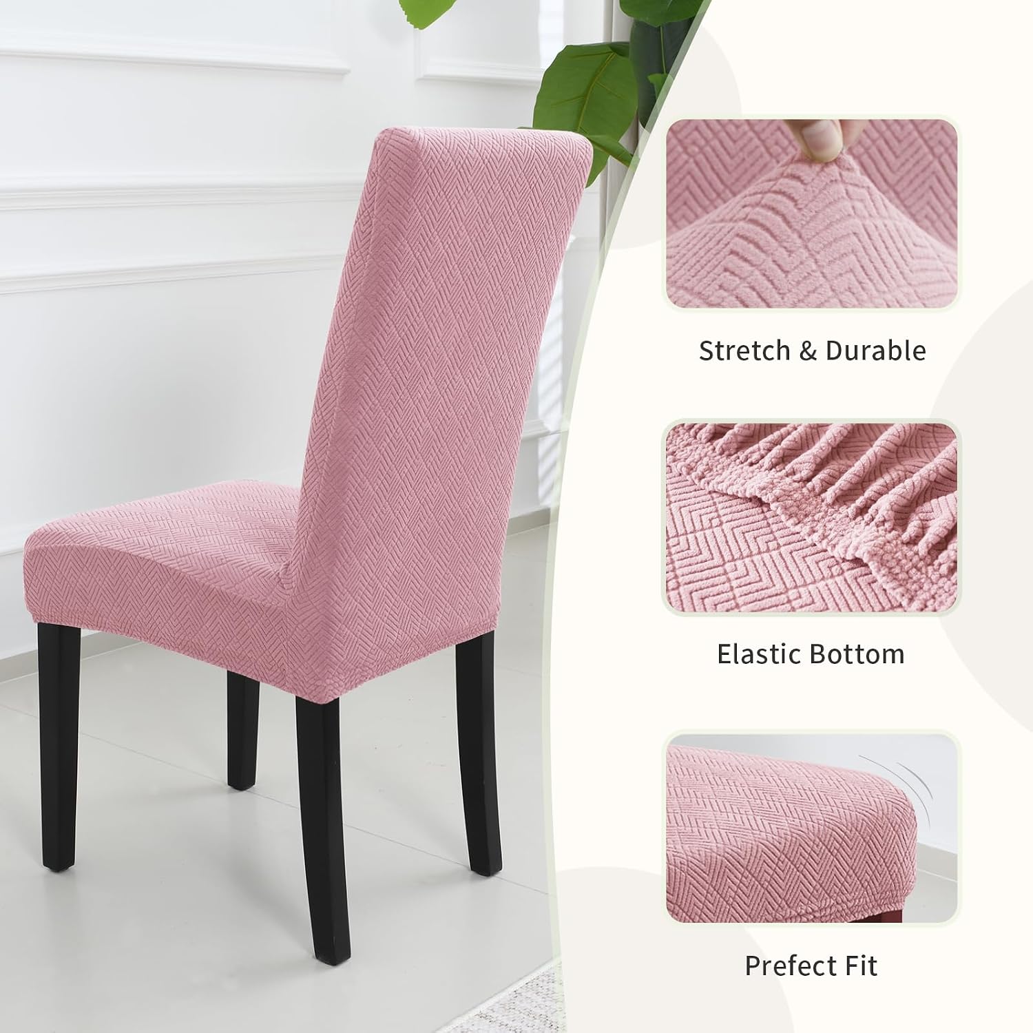 Thumbnail 5 de YSTELLAA Housse de chaise 4 pièces Rose