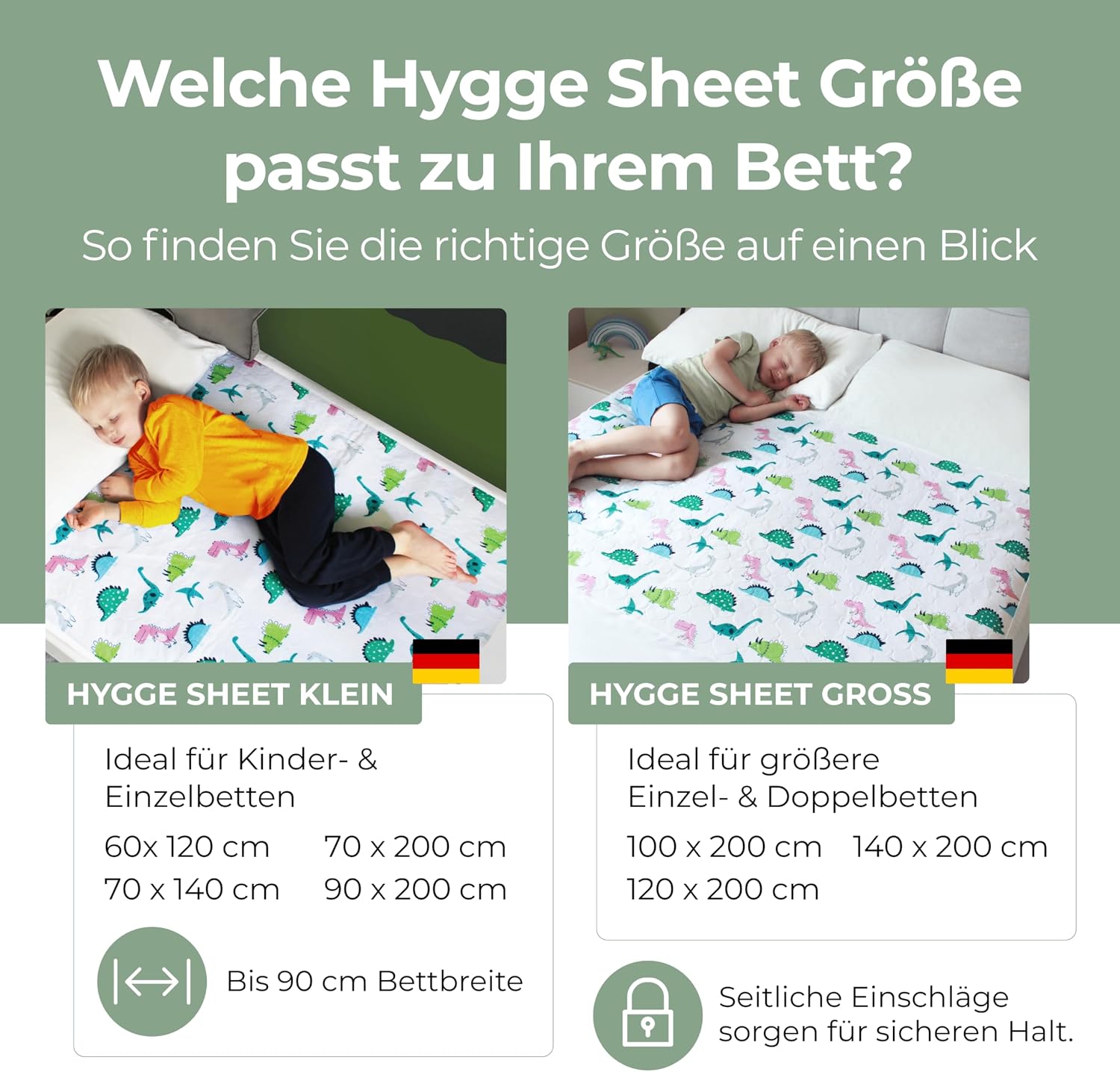 Thumbnail 3 de Hygge Sheets Bettunterlage wasserdicht für Kinder & Jugendliche – 91 cm Länge, bis 140 cm Breite, Dinosaurier-Design