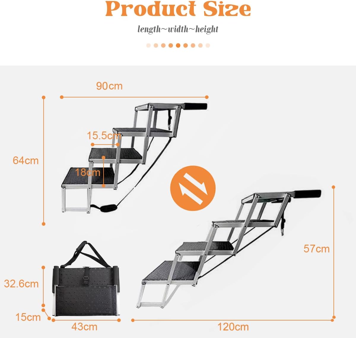 Thumbnail 1 de Bounabay Hundetreppe 4 Stufen, für Hunde bis 75 kg