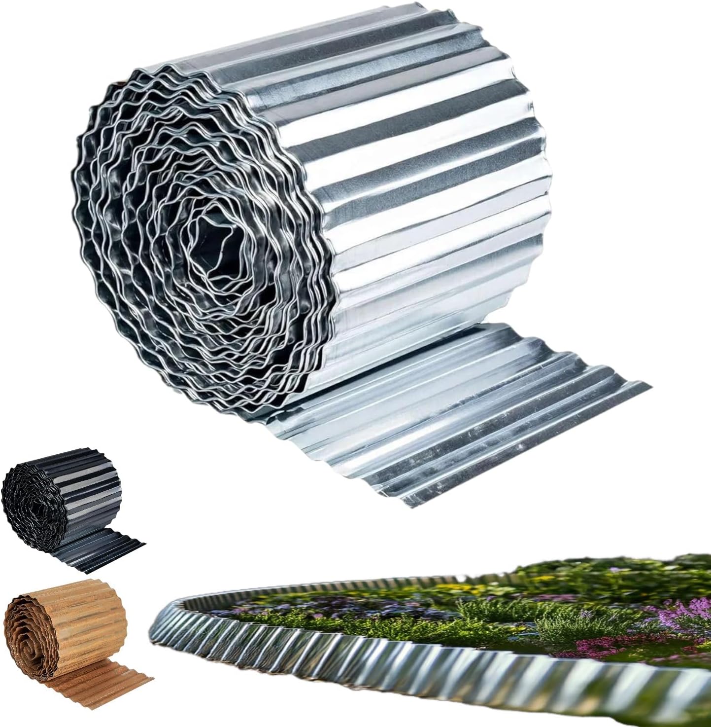 Corrugated Metal garden edging wave roll 16cm