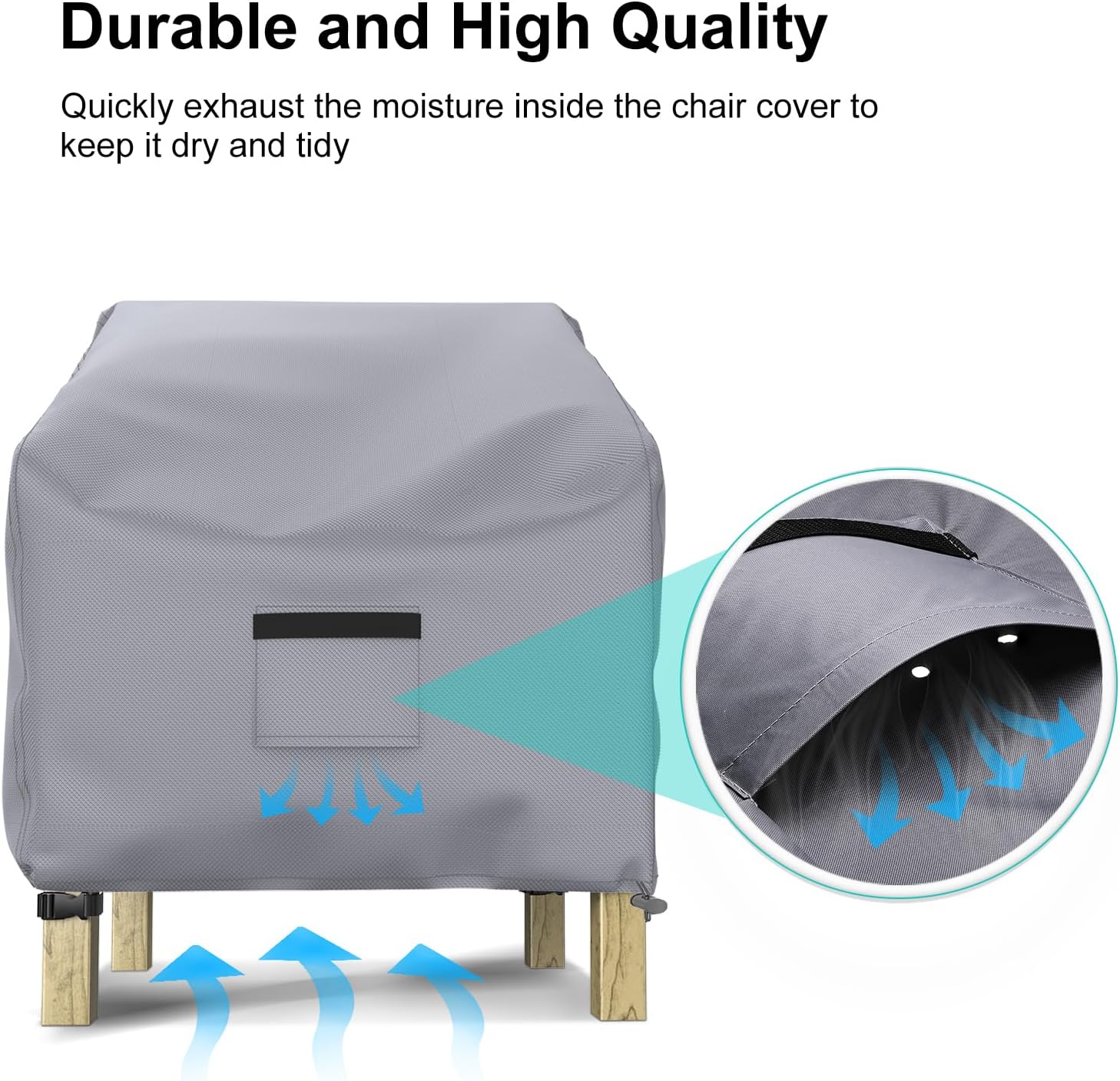Detalle 2 de BROSYDA BSD-204 Outdoor Patio Chair Covers, 2-Pack, Waterproof Gray Oxford