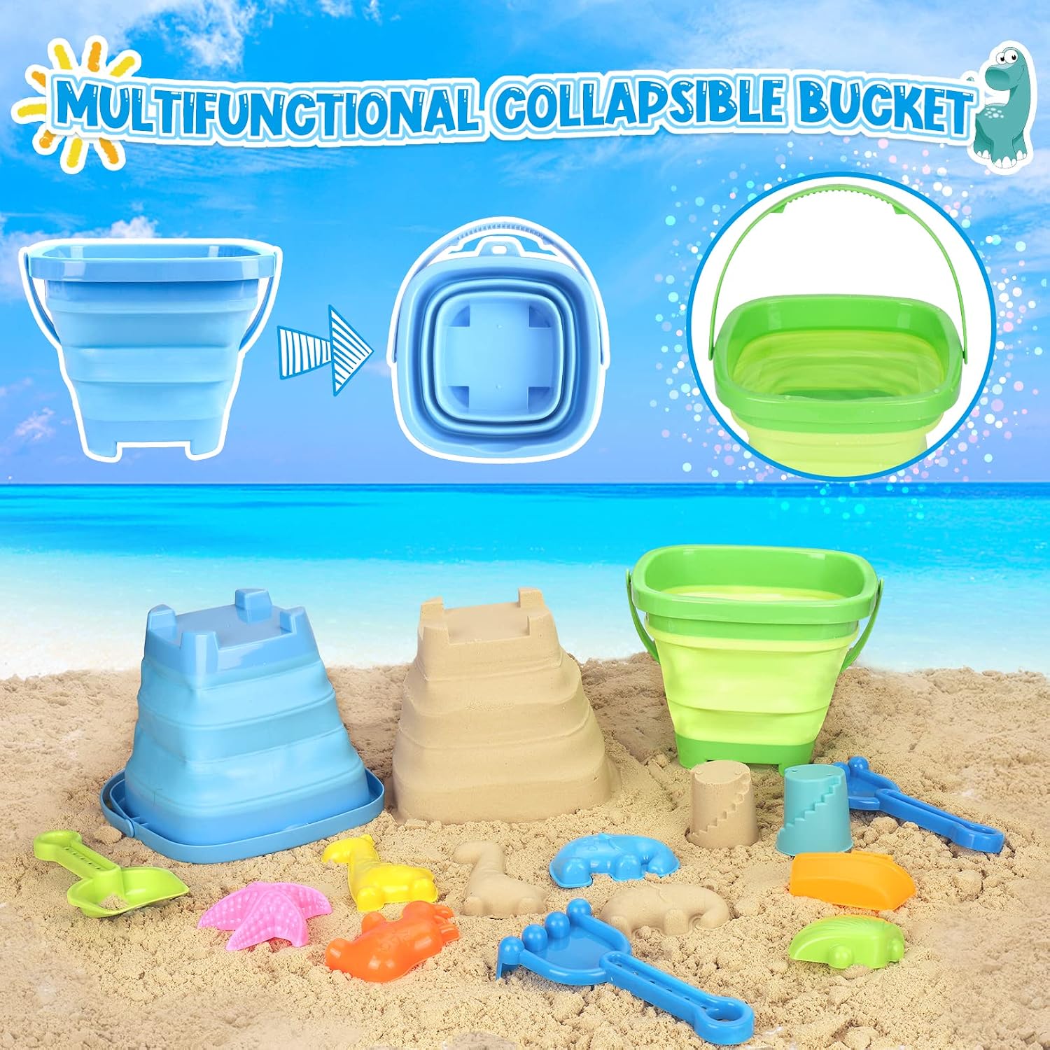 Detalle de FHOZGECY Beach Sand Toys: 31-Piece All-In-One Sandbox Set for Kids