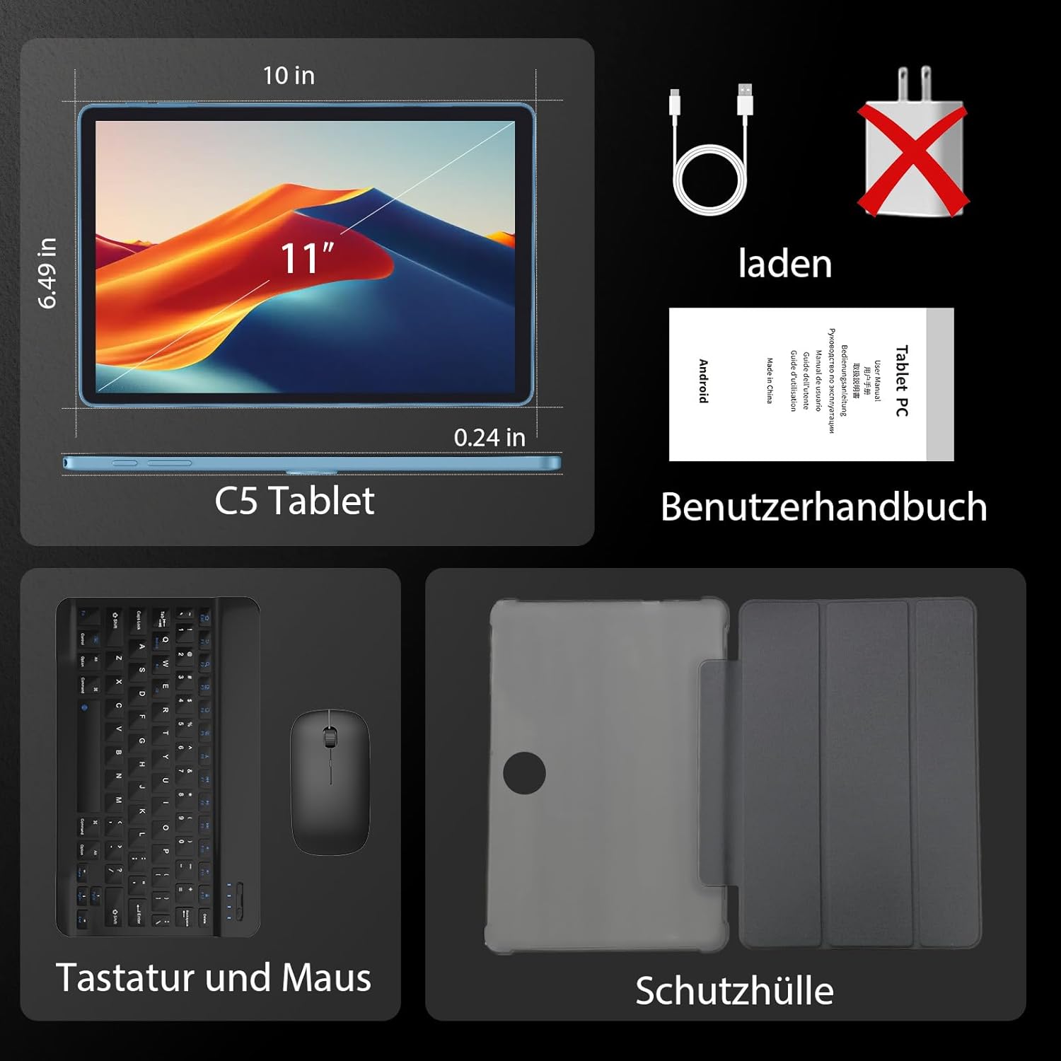 Thumbnail 6 de TUOHAITIME Android 16 Tablet – 11" Bundle mit Tastaturhülle, Eingabestift & Speichererweiterung (Blau)