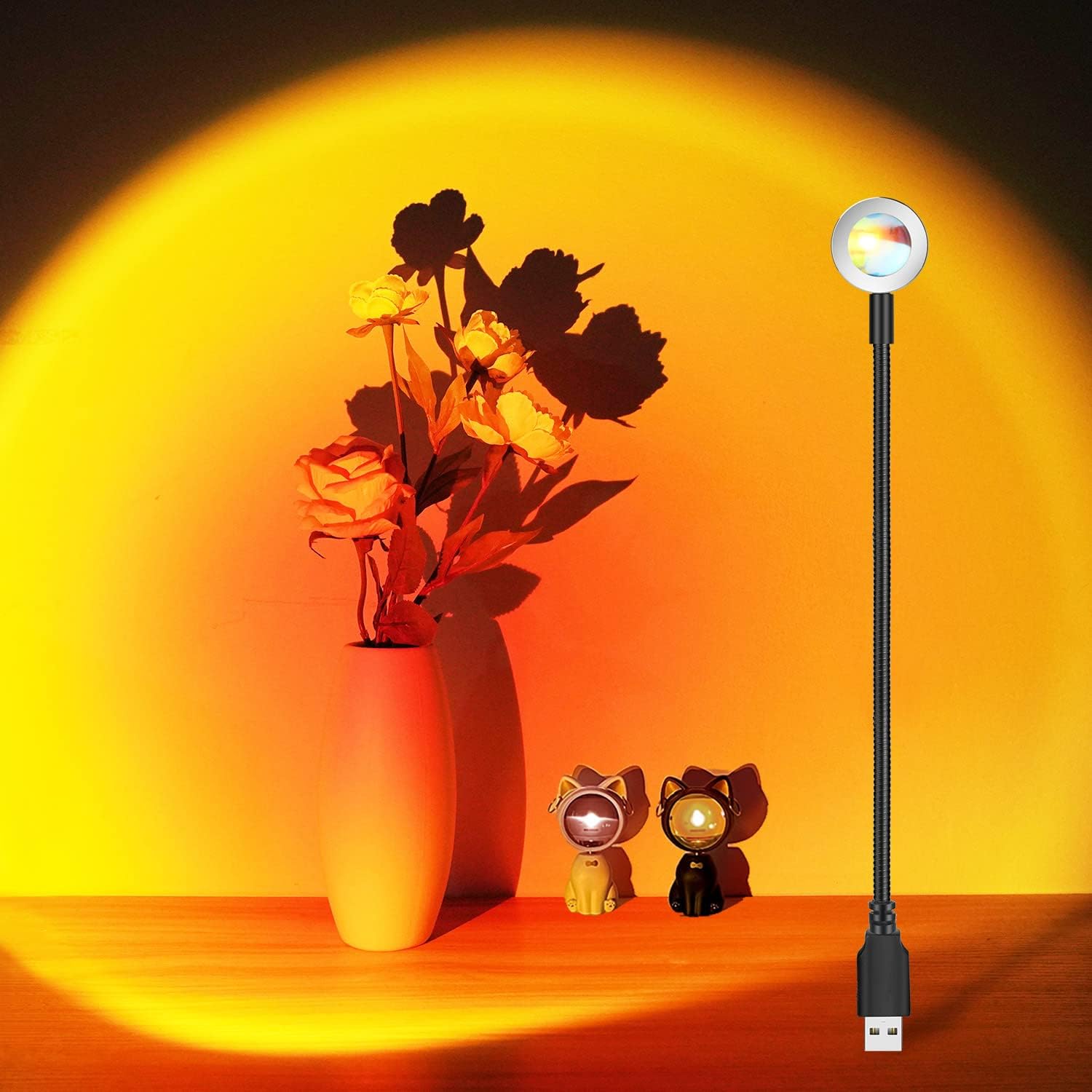 Detalle de OSDUE projektor zachodu słońca USB LED, 7 kolorów i regulacja 360°