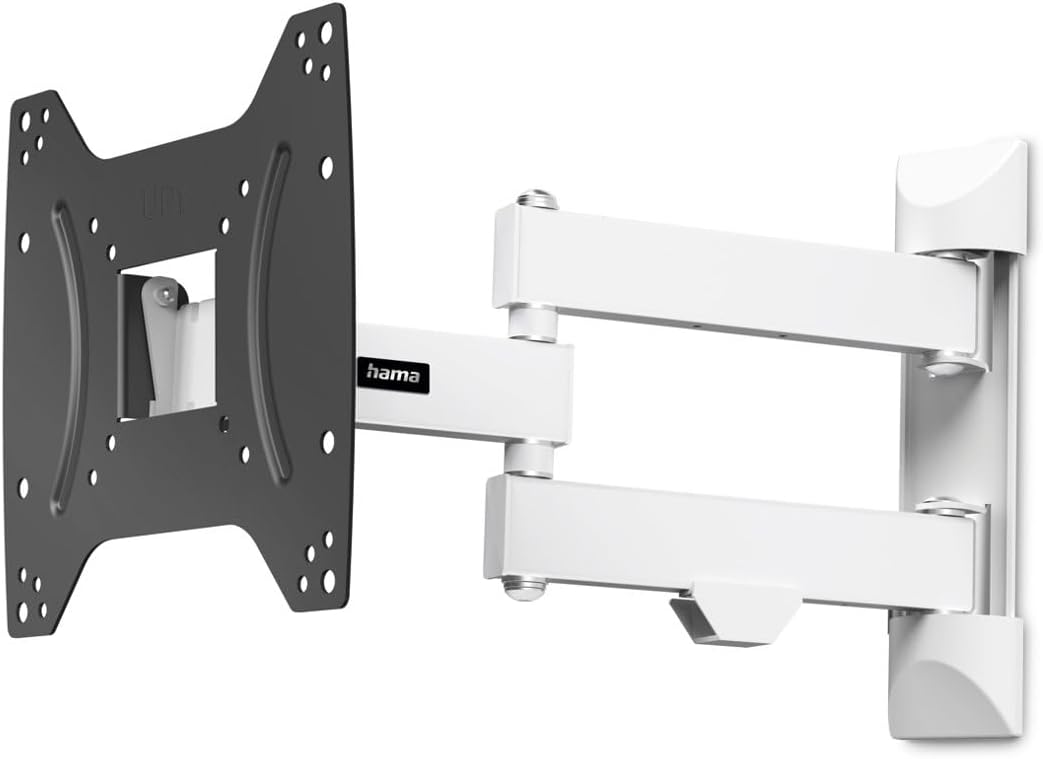 Detalle de Hama TV-Wandhalterung schwenkbar, neigbar und ausziehbar für 19–48 Zoll bis 20 kg (VESA 75×75–200×200) schwarz-weiß
