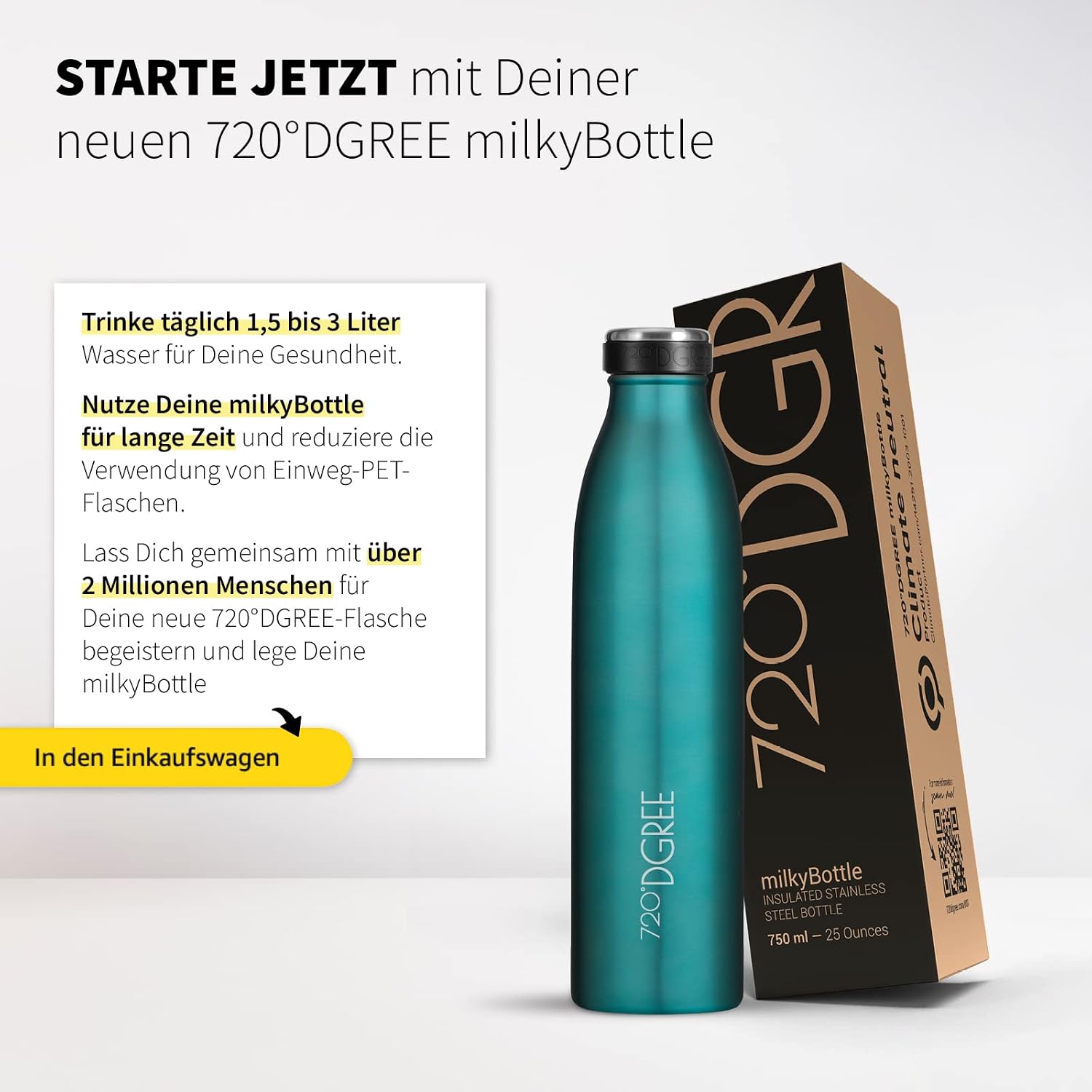 Thumbnail 5 de 720°DGREE milkyBottle 750ml Edelstahl