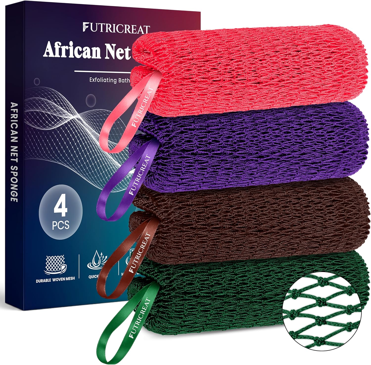 Detalle de African Net Sponge, 4-Pack