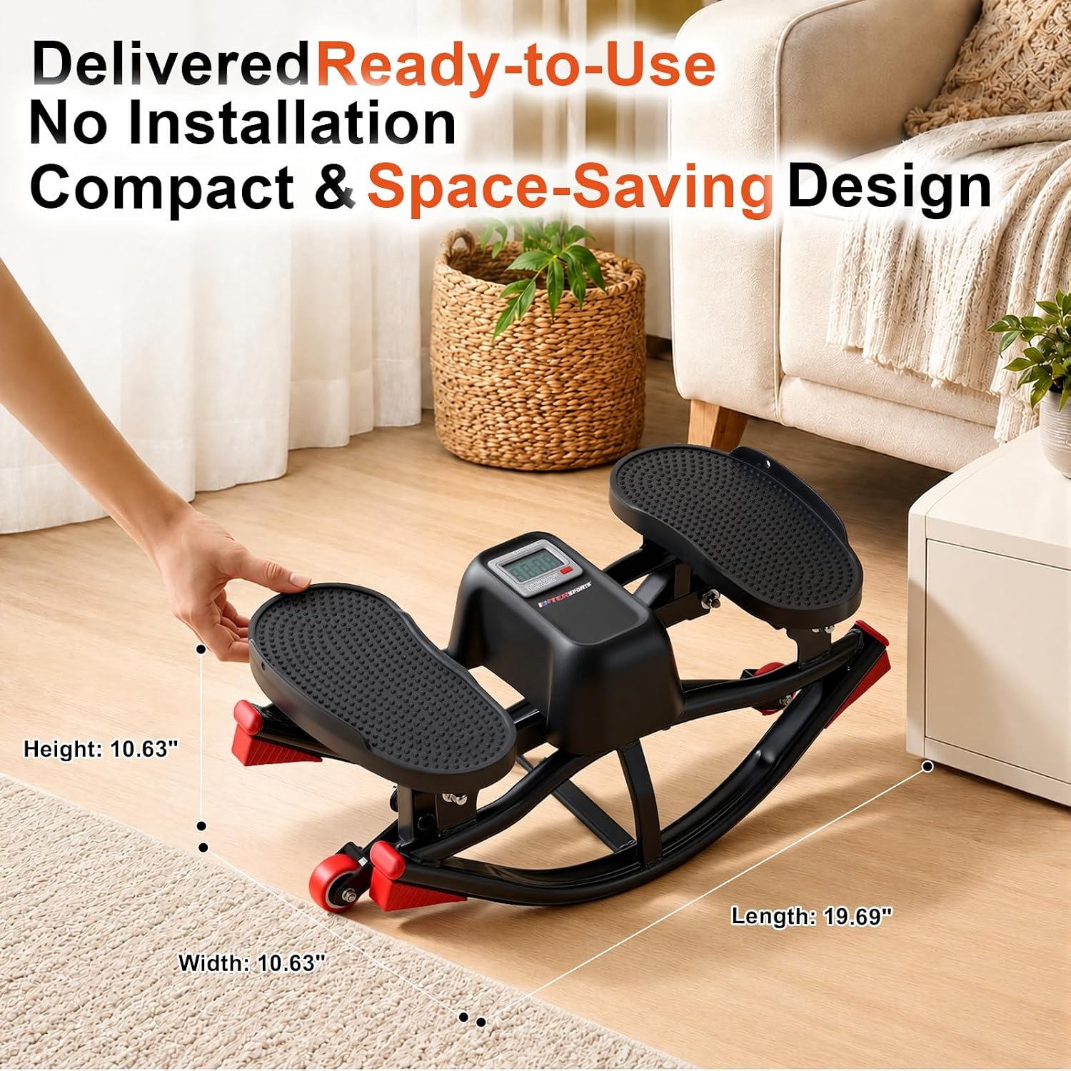 Detalle 1 de EnterSports ES-Stepper U-Track Rocking Stepper with Resistance Bands and Massage Pedals