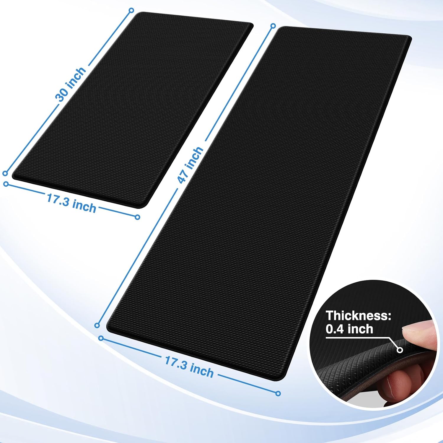 Detalle 2 de StepRite MPNST0003-076120BL 2-Piece Anti-Fatigue Kitchen Mats, Black PVC
