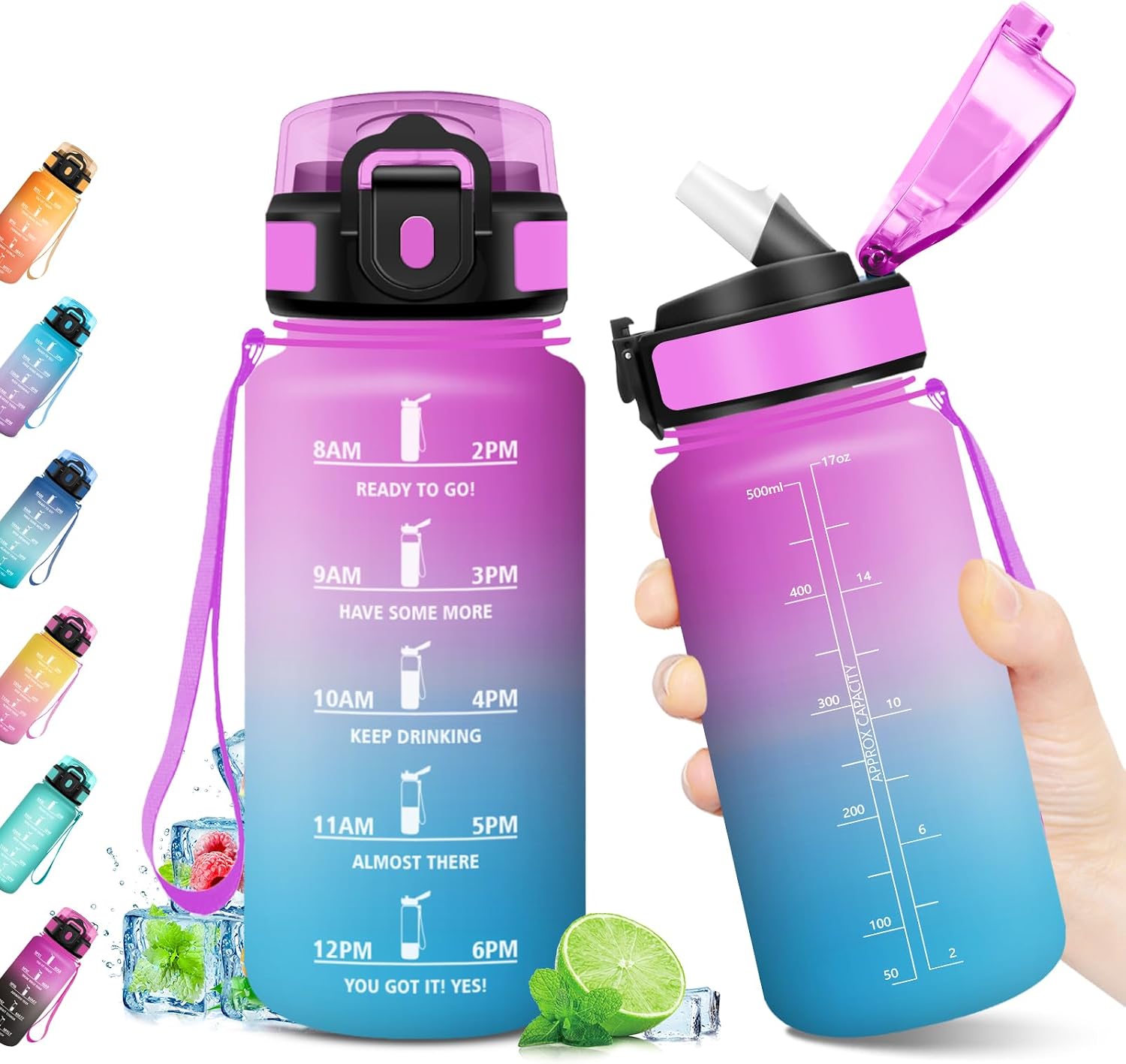 Detalle de Borraccia 500ml con cannuccia motivazionale