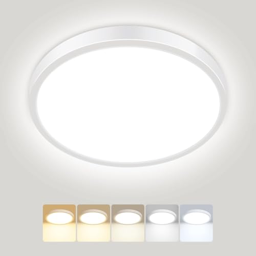 Detalle de Peasur Plafón LED Techo Baño 15W, regulable 3000–6500K, IP54, 18×1.6 cm