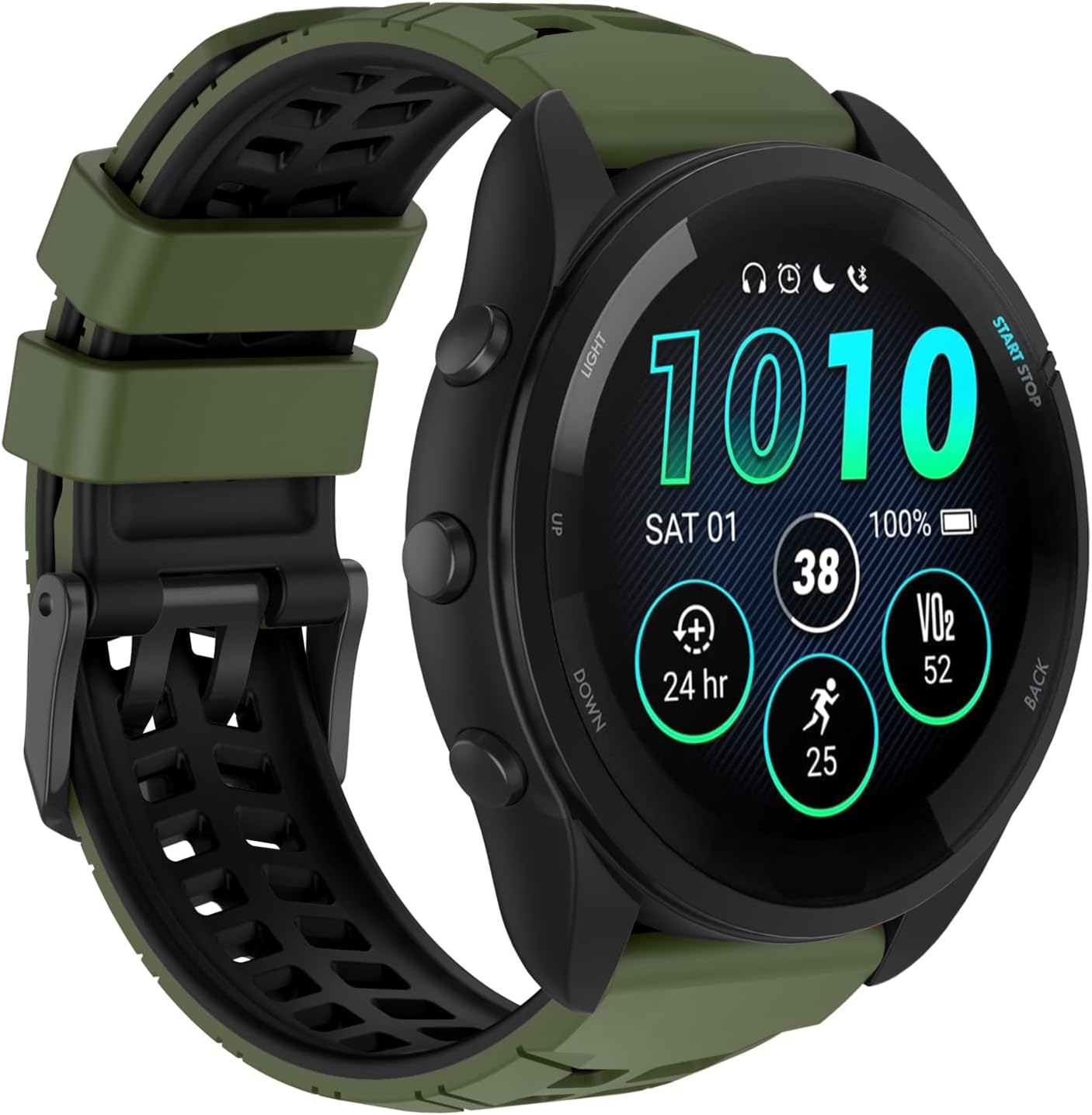 Detalle 2 de OVERSTEP Silicone Replacement Strap for Garmin Forerunner 255/265, Vivoactive 4, Venu 3/2 (22mm Quick Release)